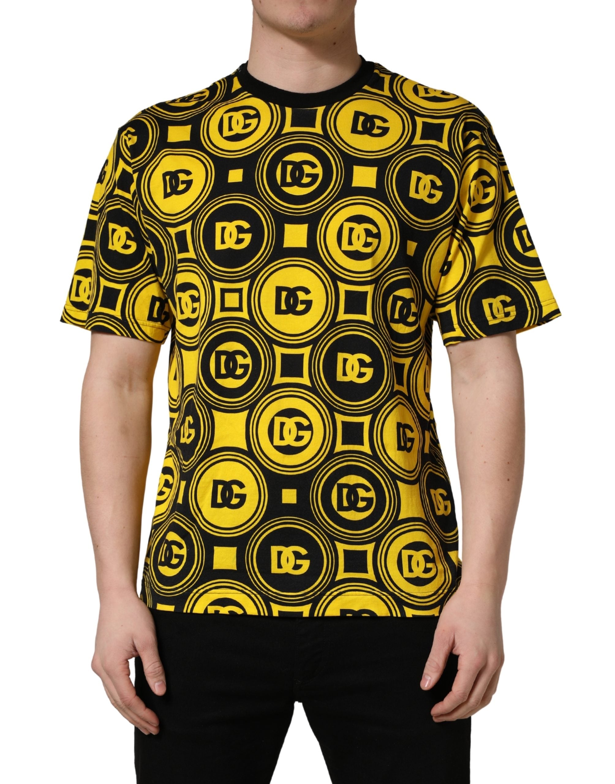 Invicta Yellow Black Logo Geometric Pattern T-shirt