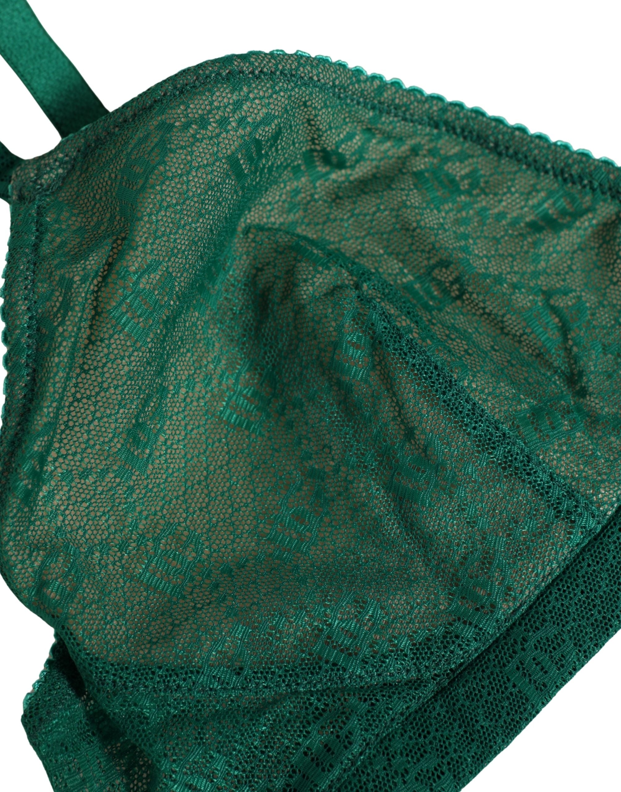 Dolce & Gabbana Green Nylon Stretch Soft Cup Brassiere Underwear