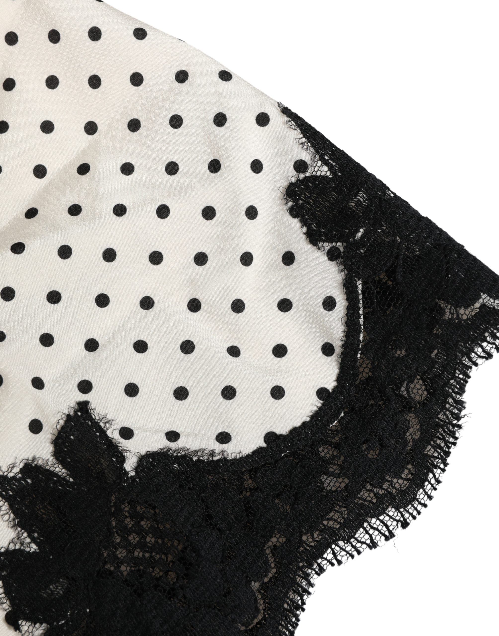 Dolce & Gabbana White Polka Dot Lace-Trimmed Camisole Top Underwear