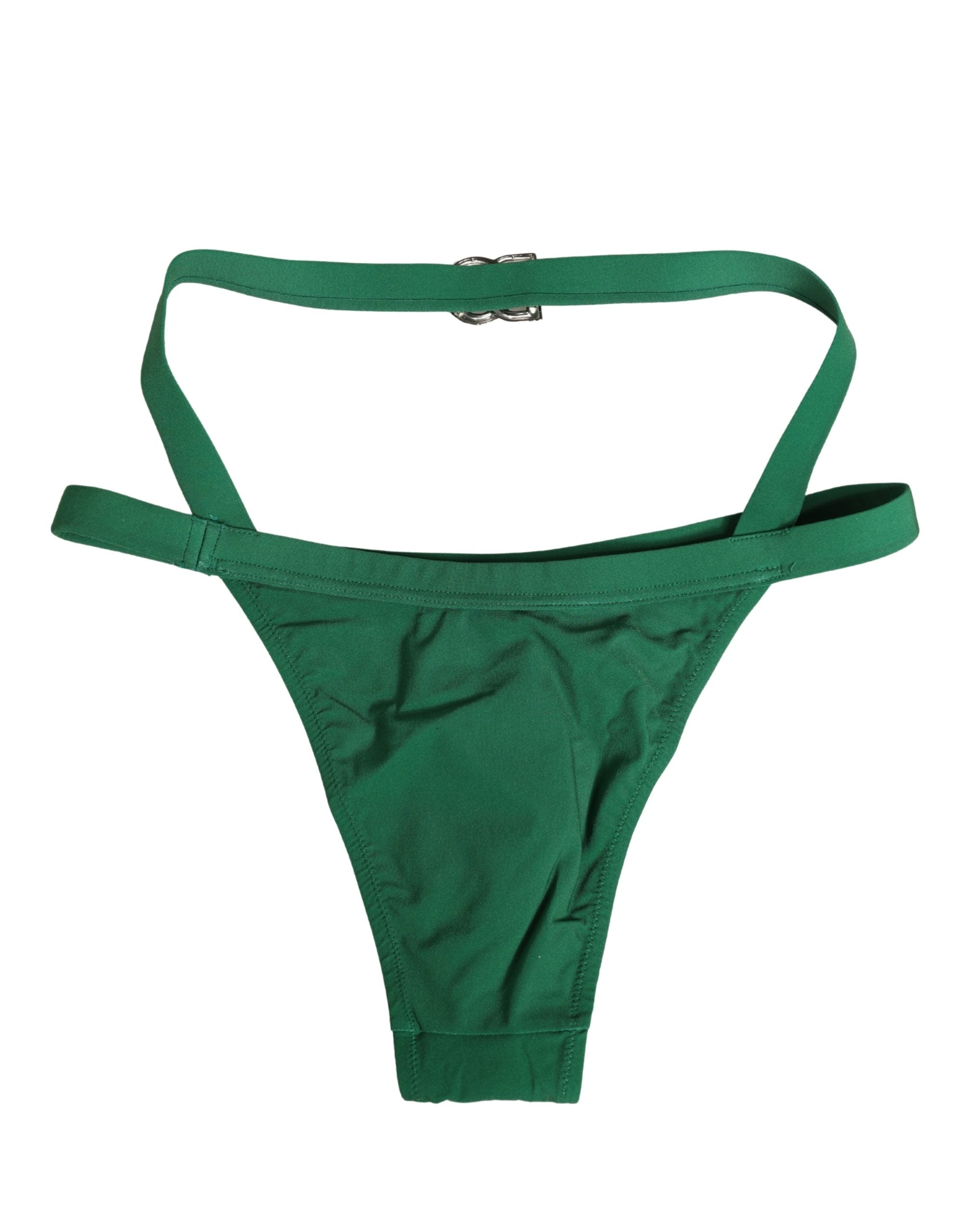 Dolce & Gabbana Green Logo Plaque Nylon Brief Panty Underwear
