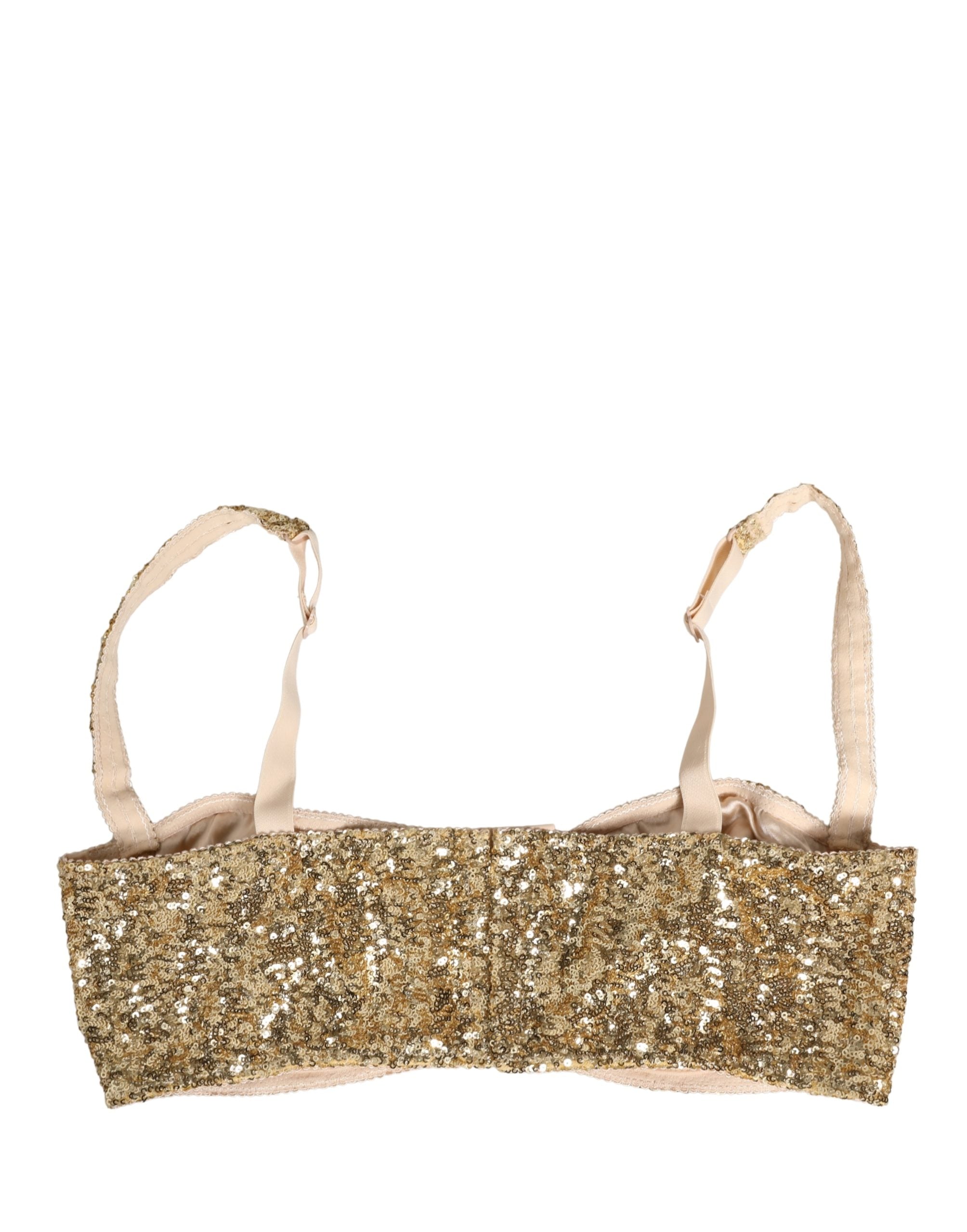Dolce & Gabbana Gold Sequined Semi-Pad Underwire Bra Underwear