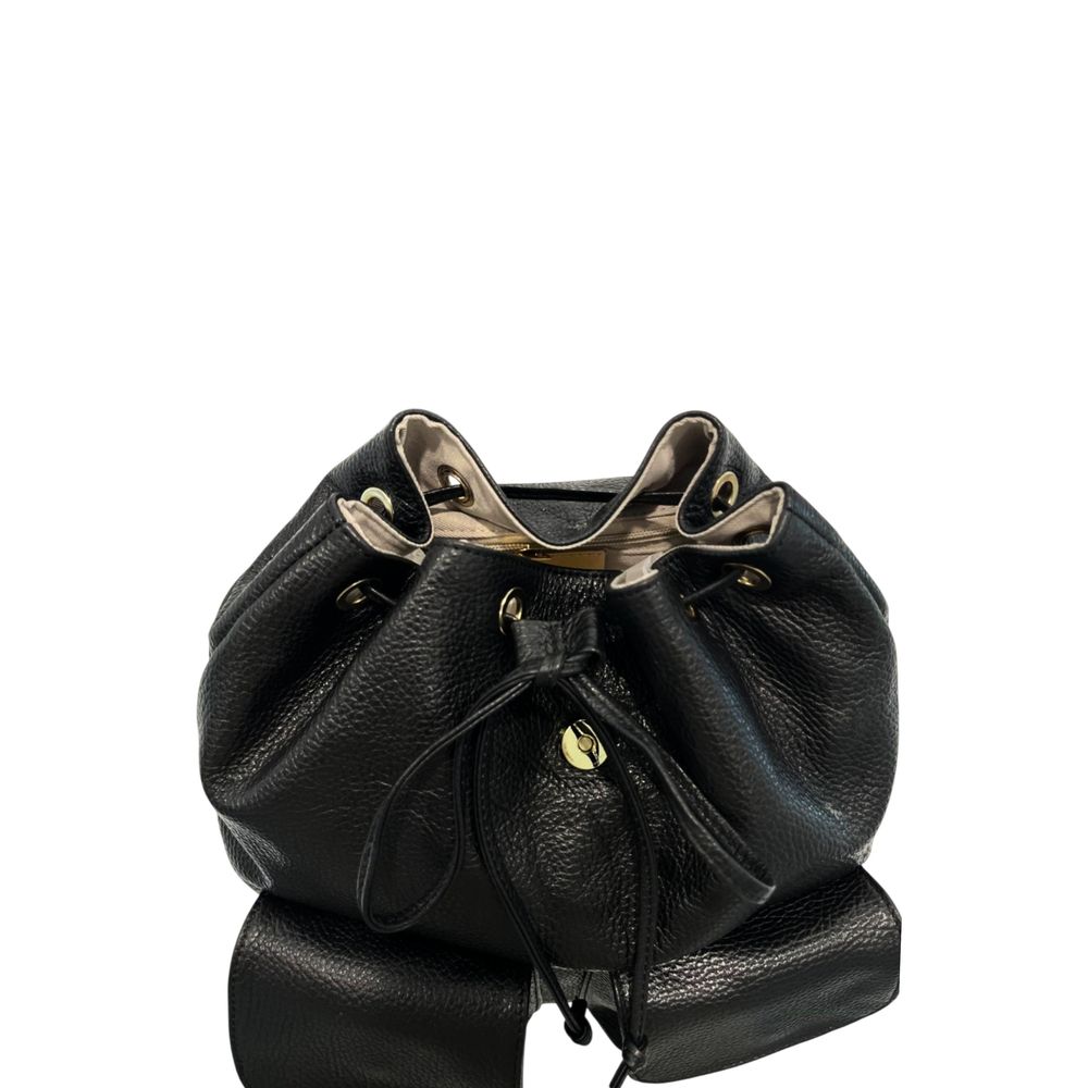 Baldinini Trend Black Leather Women Backpack