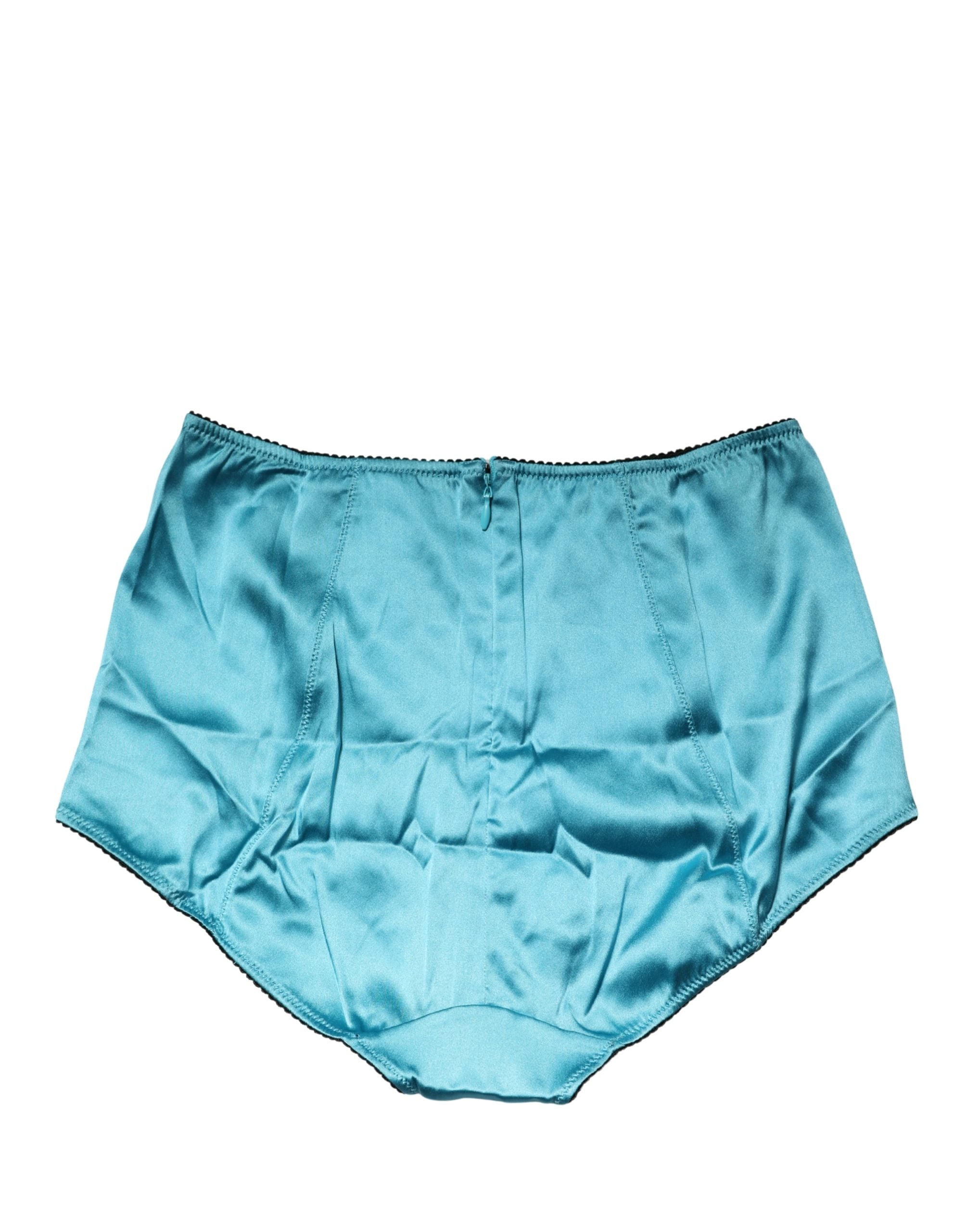 Dolce & Gabbana Blue Silk Blend High Waist Girdle Panty Underwear