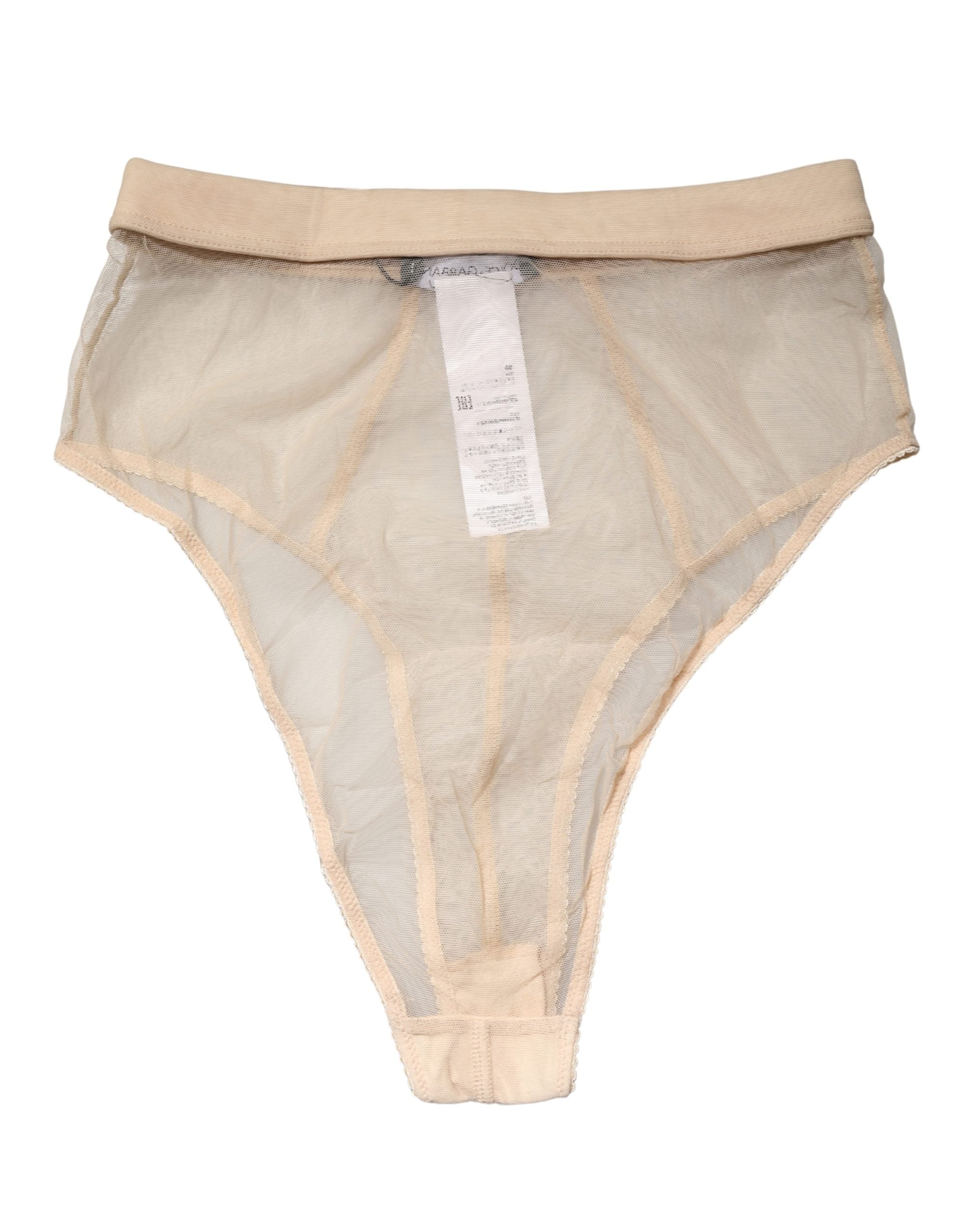 Dolce & Gabbana Beige Silk Blend High Waist Brief Panty Underwear