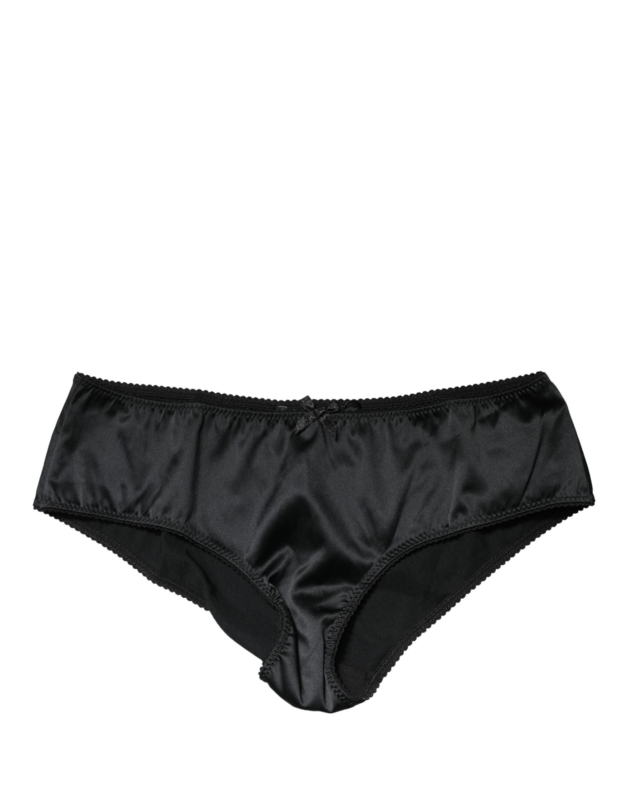 Dolce & Gabbana Black Silk Stretch Mid Waist Brief Panty Underwear