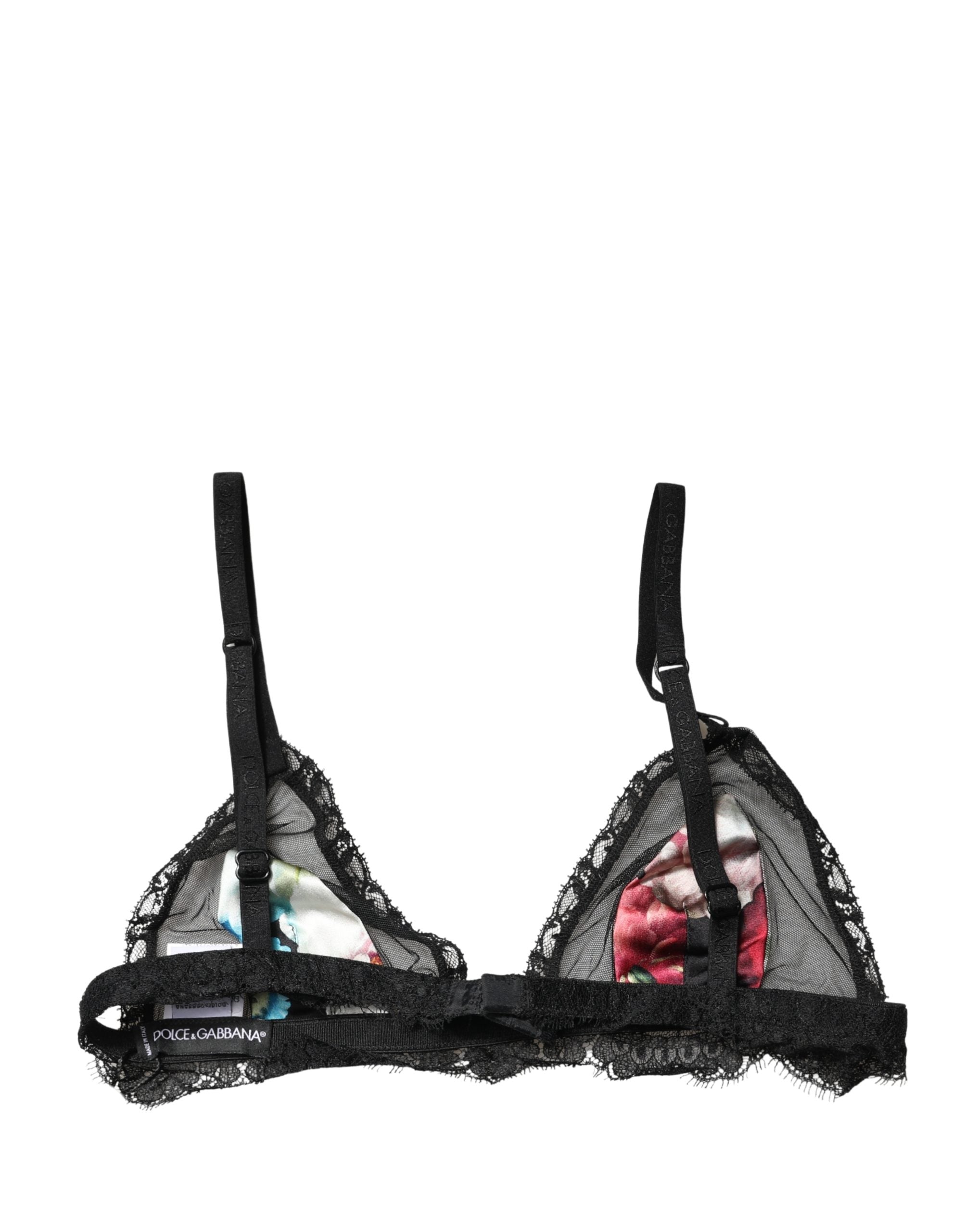 Dolce & Gabbana Black Floral Soft Cup Triangle Bra Underwear