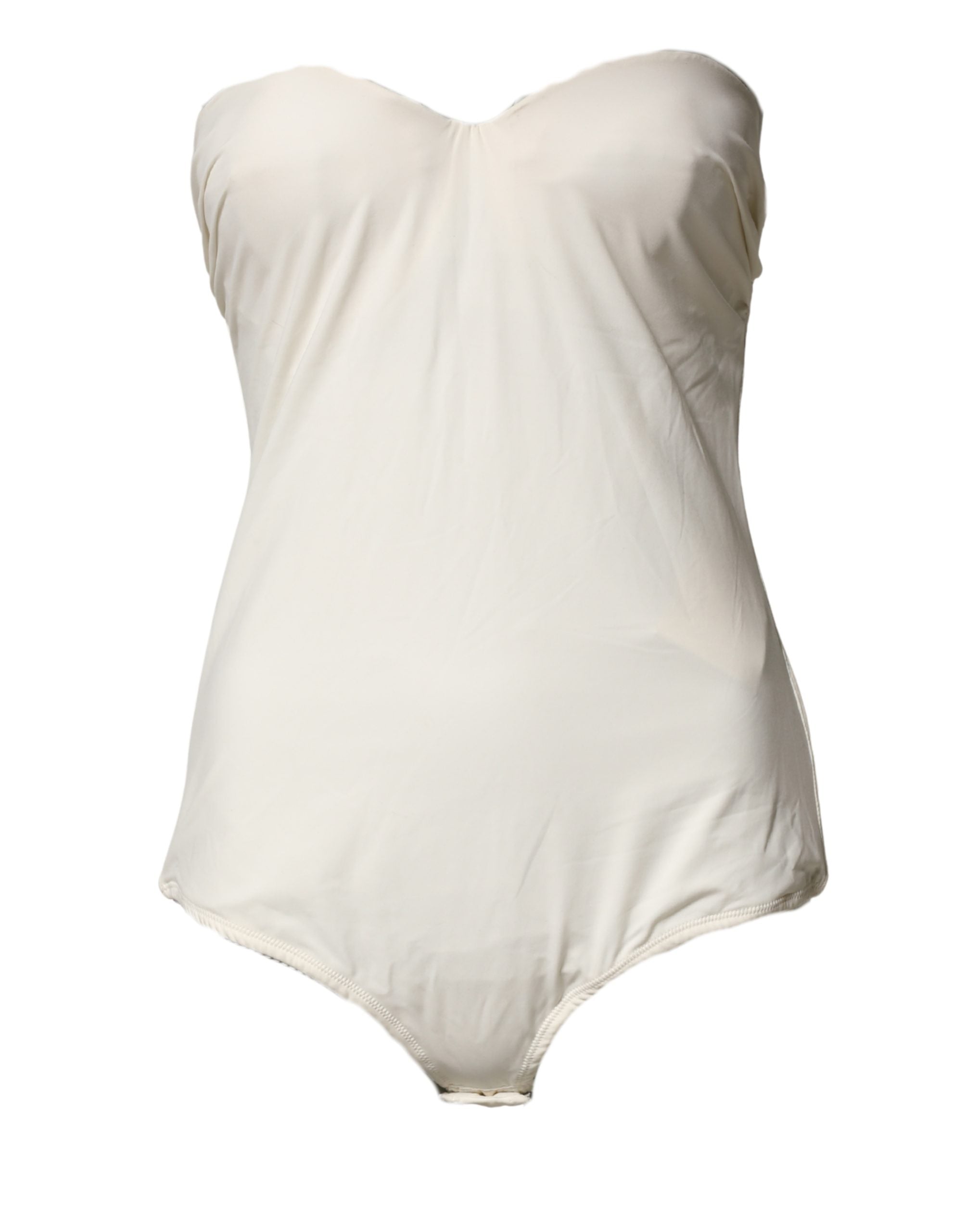 Elisabetta Franchi Off White Strapless One Piece Swimsuit Swimwear