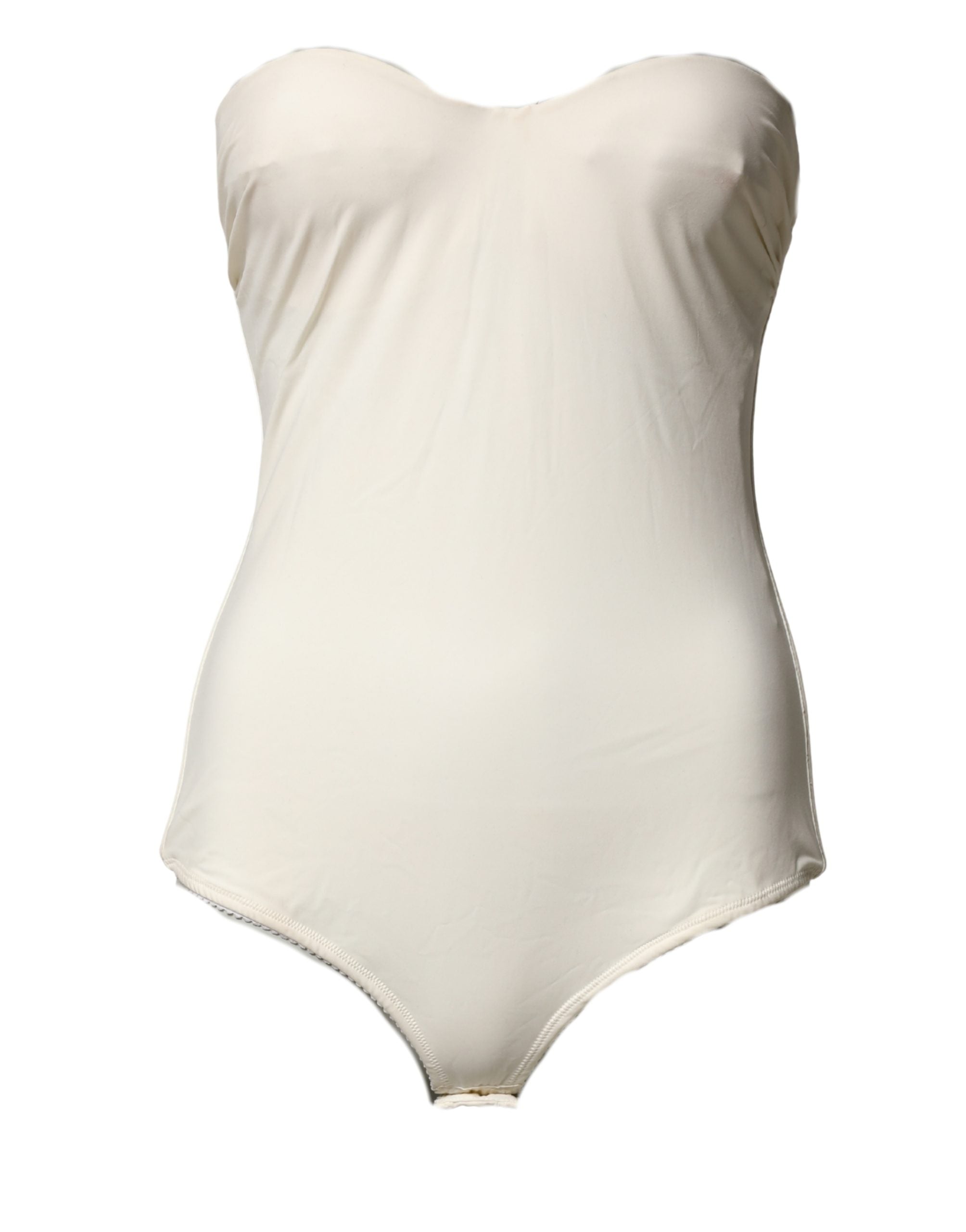 Elisabetta Franchi Off White Strapless One Piece Swimsuit Swimwear