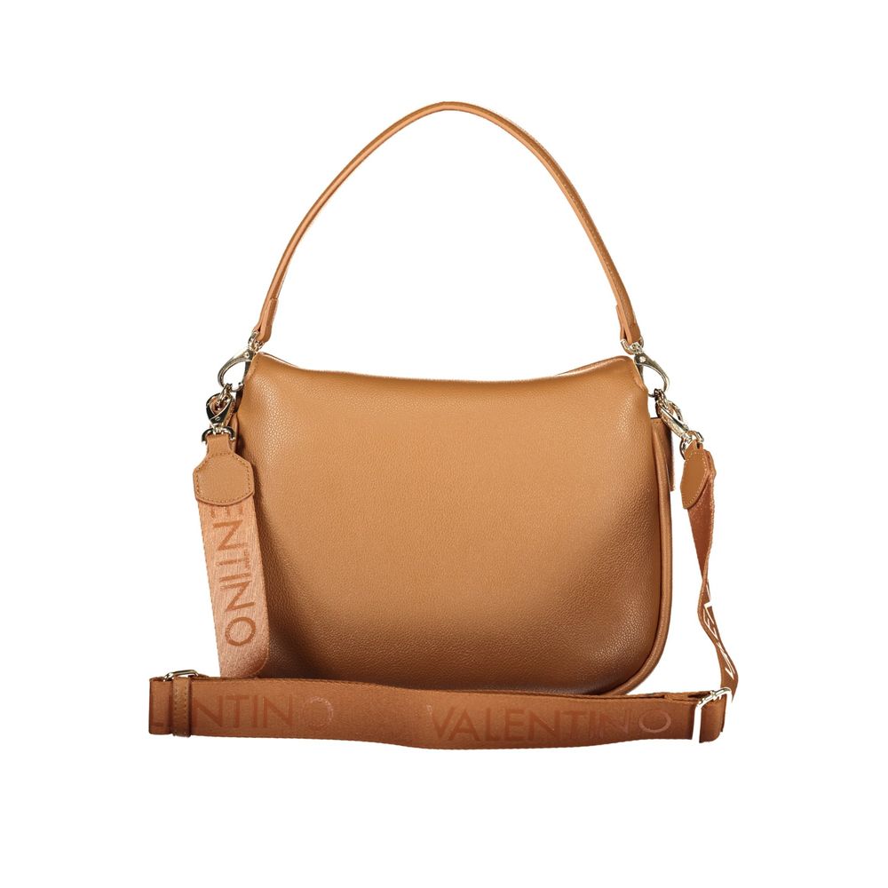 Mario Valentino Brown Polyurethane Women's Bag with Removable Shoulder Strap