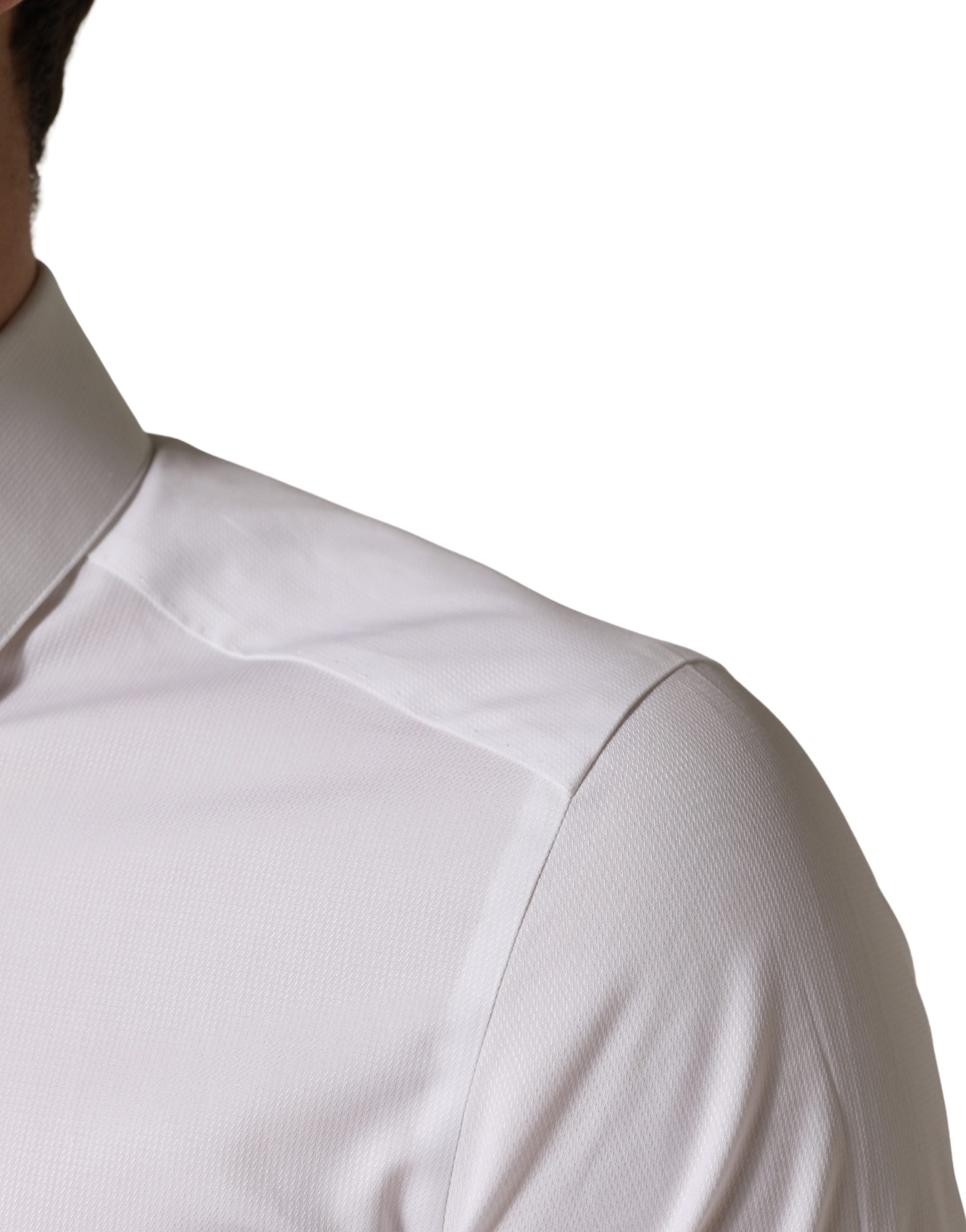 Dolce & Gabbana White Cotton Short Sleeves Button Down Shirt