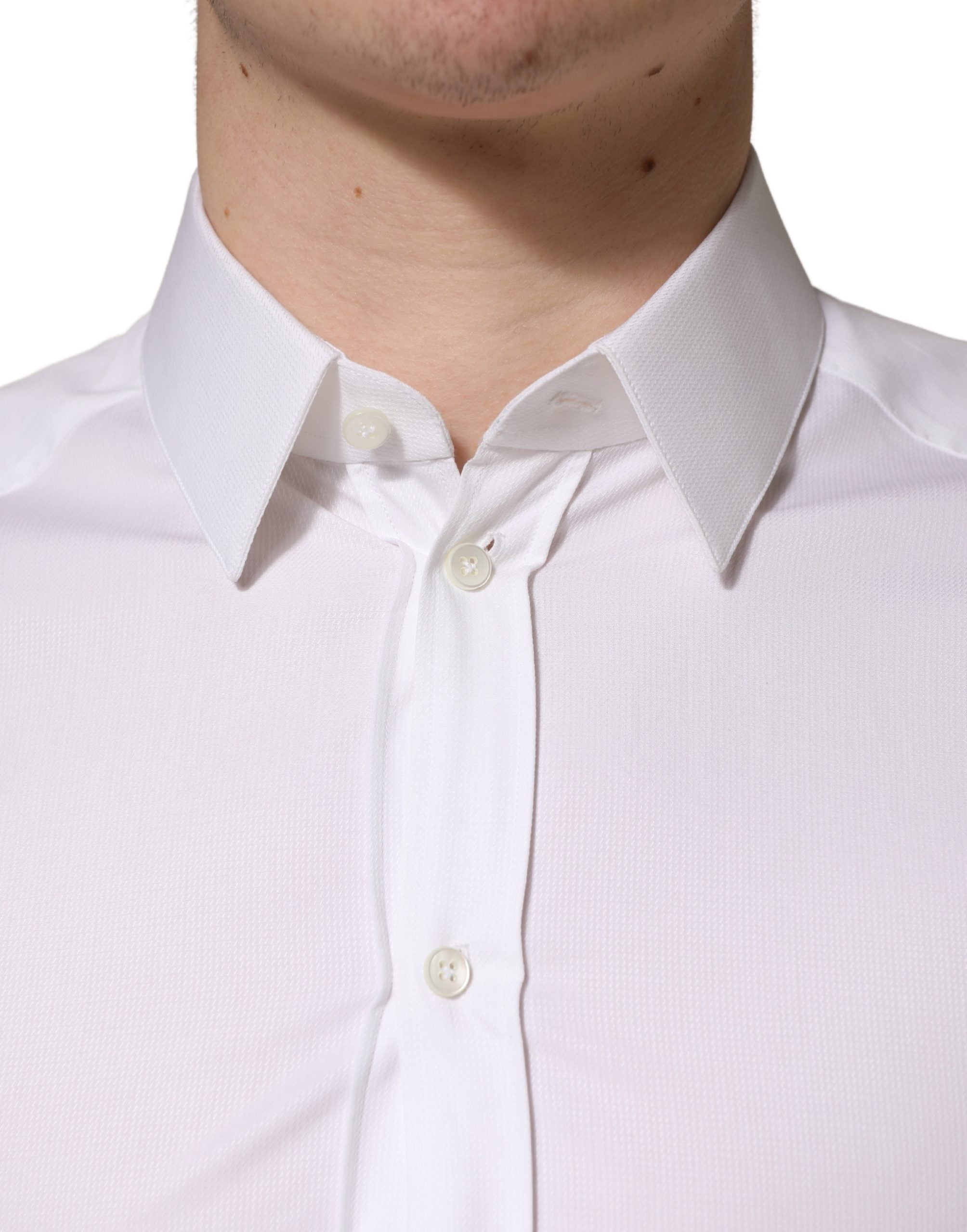 Dolce & Gabbana White Cotton Short Sleeves Button Down Shirt