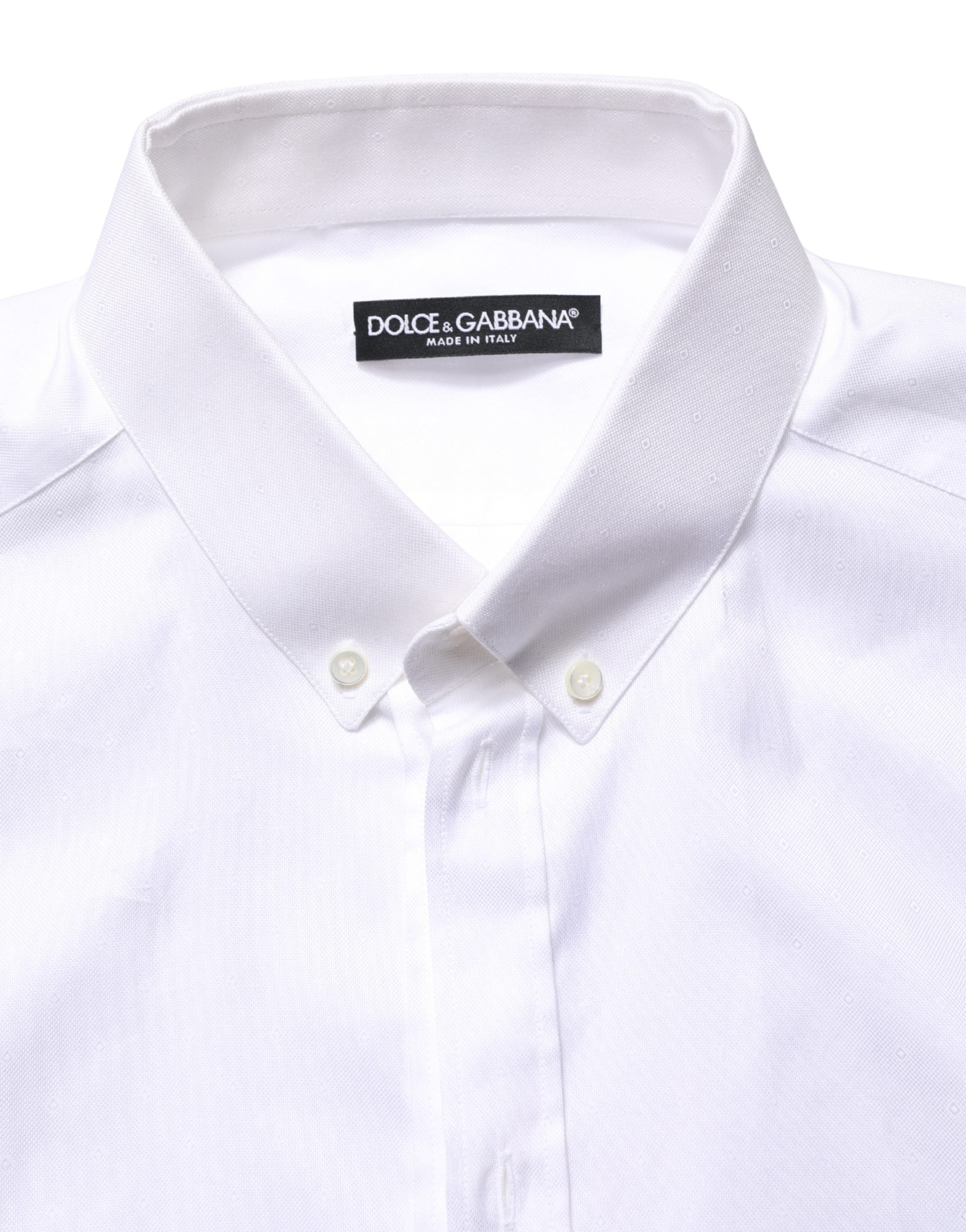 Dolce & Gabbana White Cotton Short Sleeves Button Down Shirt