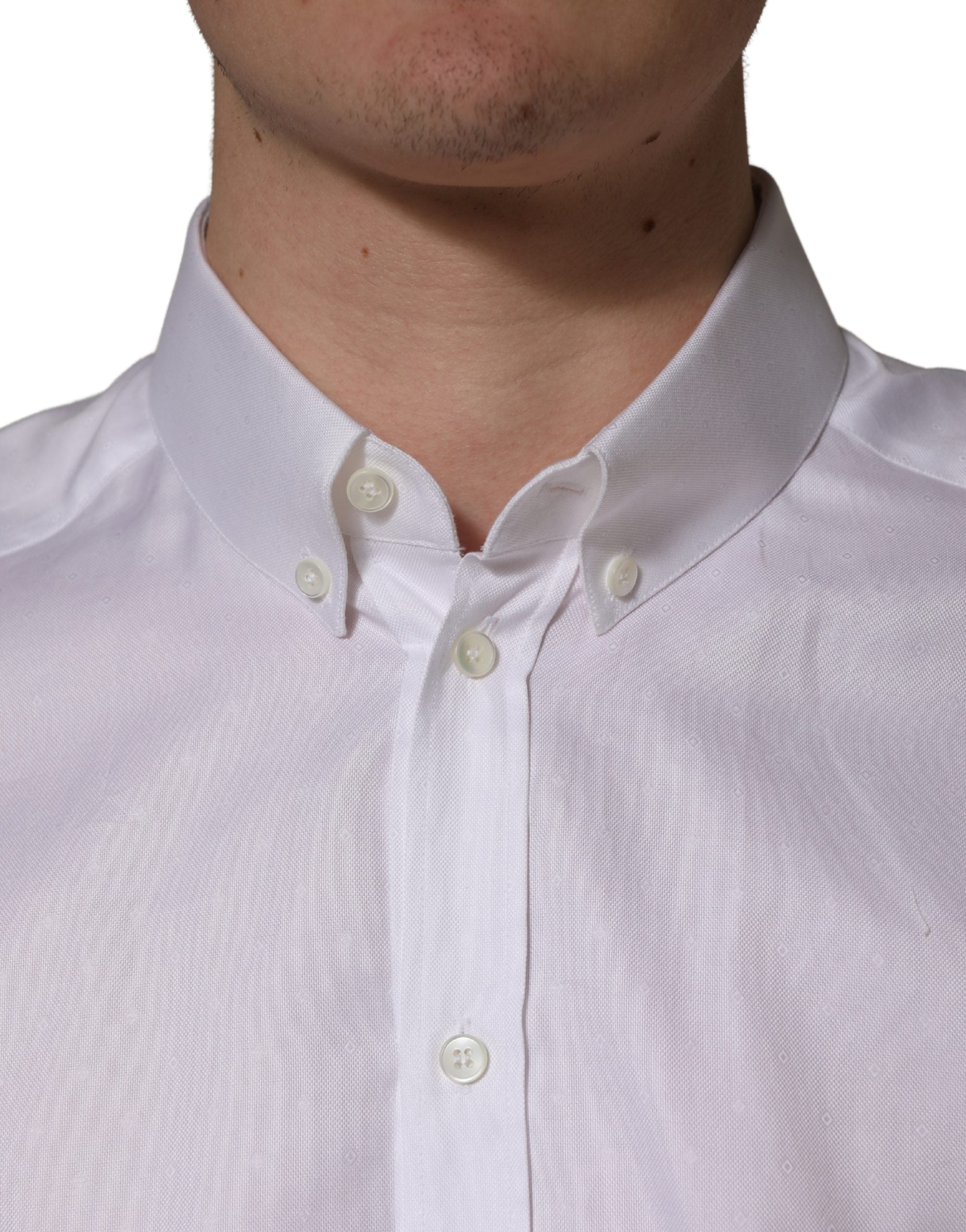 Dolce & Gabbana White Cotton Short Sleeves Button Down Shirt