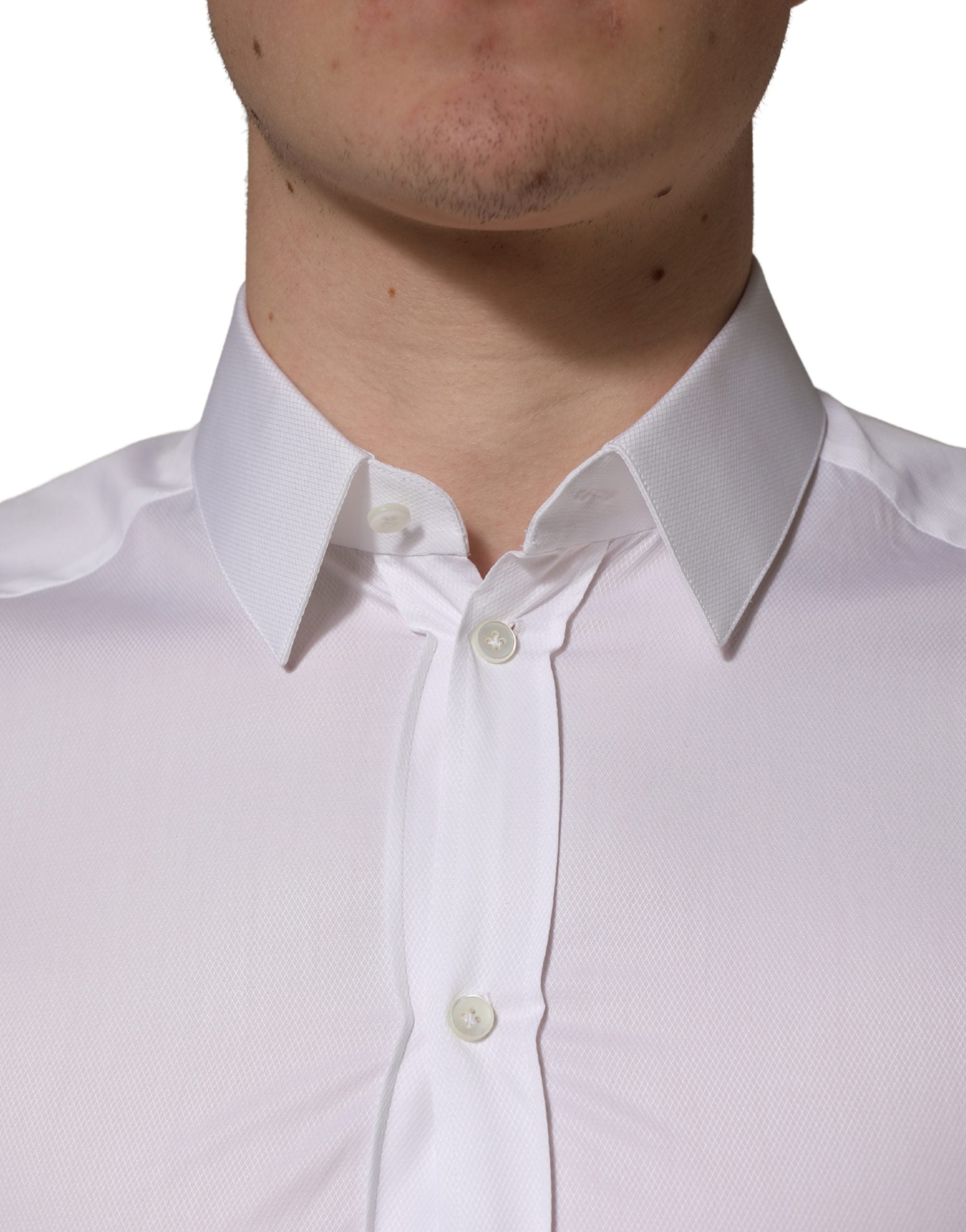 Dolce & Gabbana White Cotton Short Sleeves Button Down Shirt
