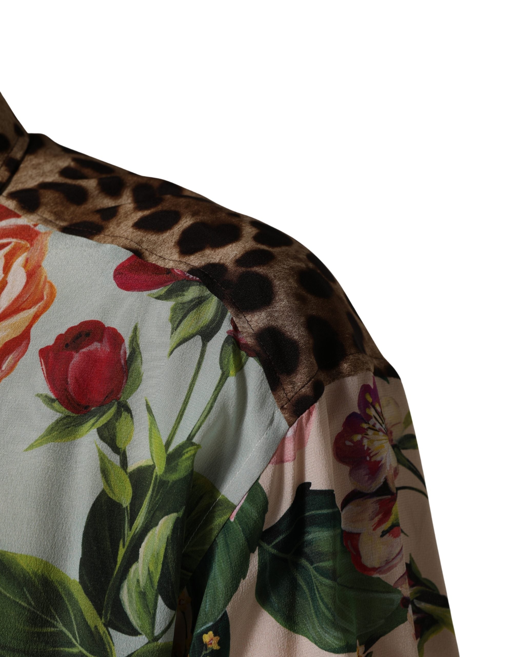 Dolce & Gabbana Multicolor Floral Animal Print Collared Shirt