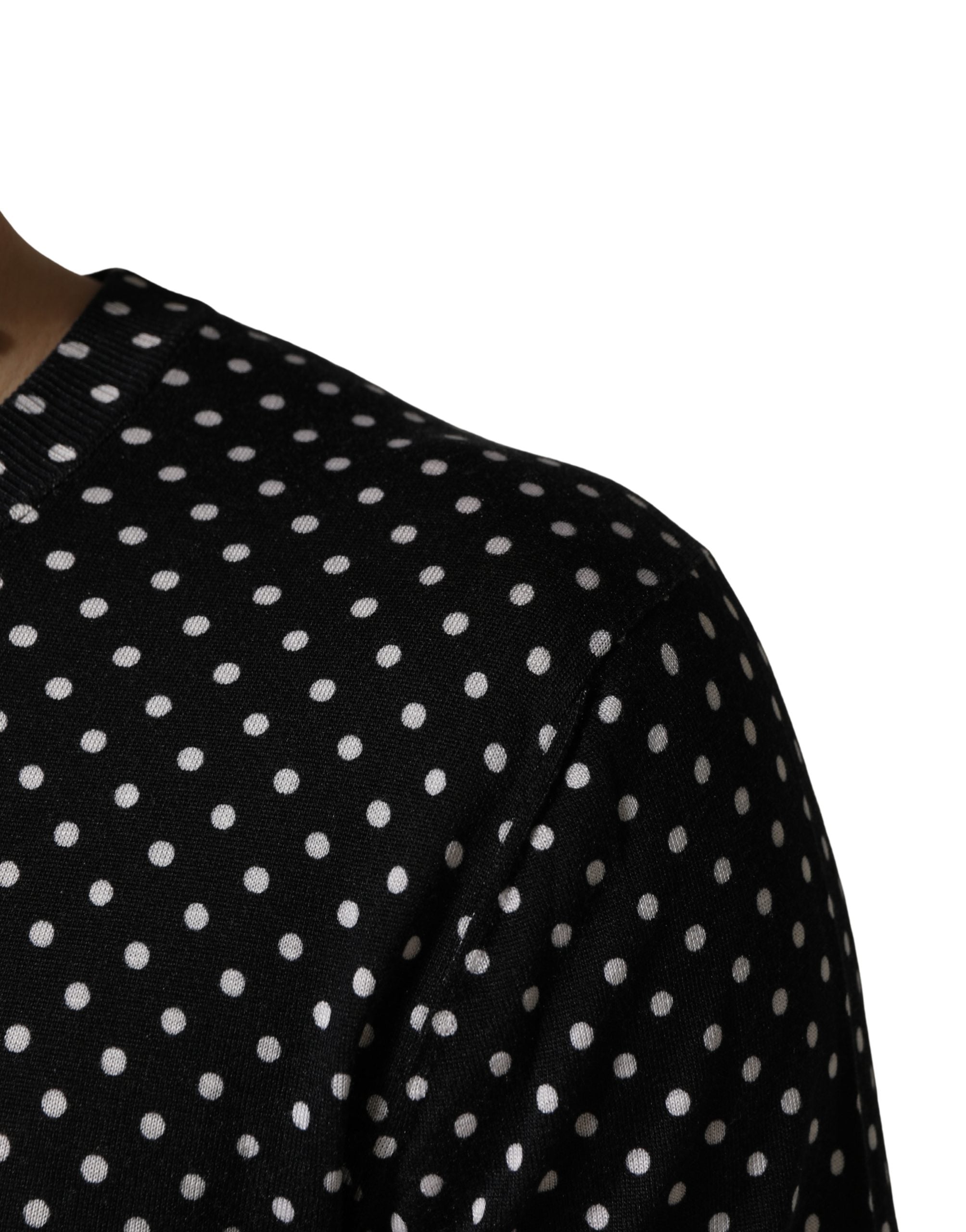 Dolce & Gabbana Black Polka Dot Crew Neck Pullover Sweater