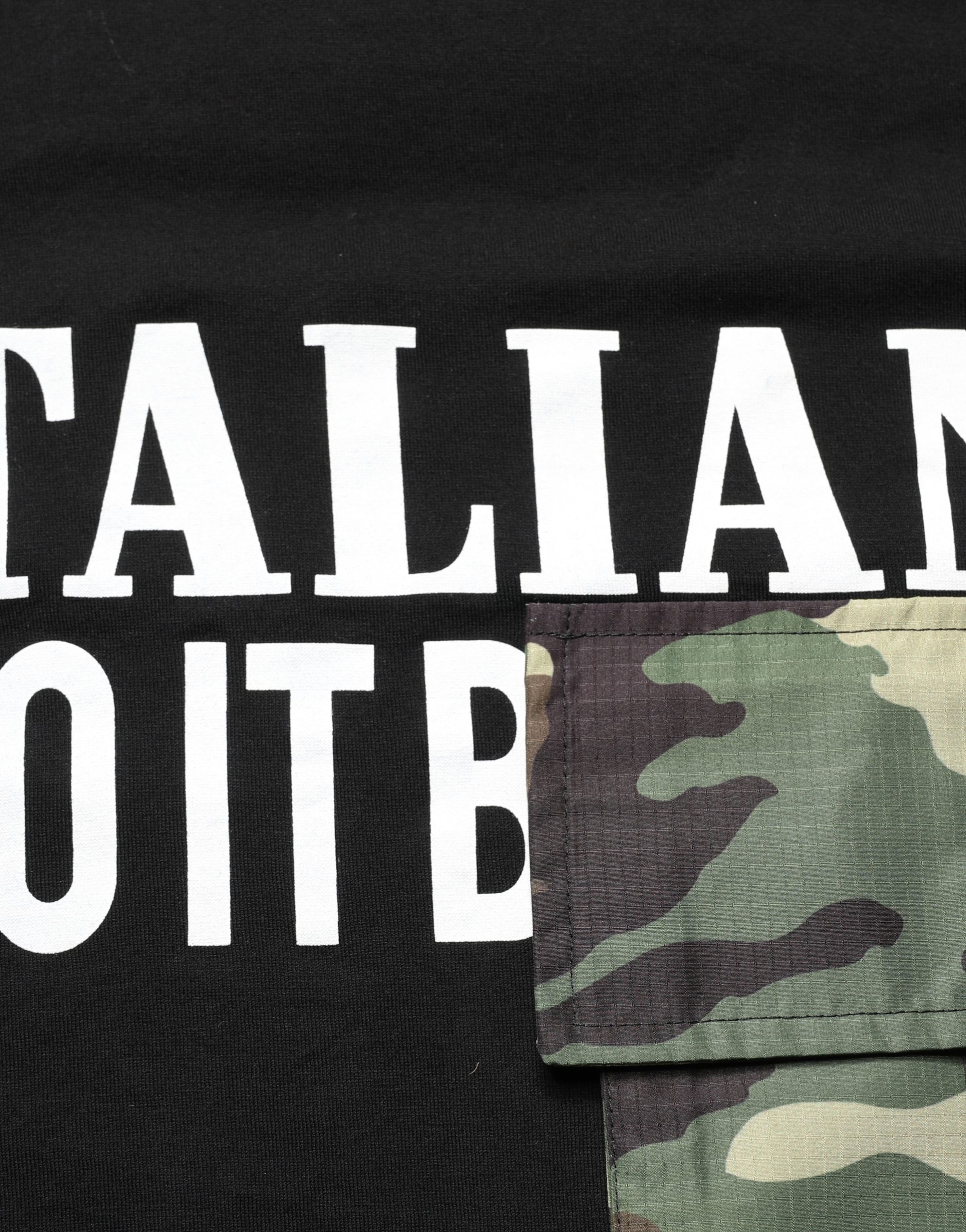 Dolce & Gabbana Black Camouflage Graphic Cotton Crewneck T-shirt
