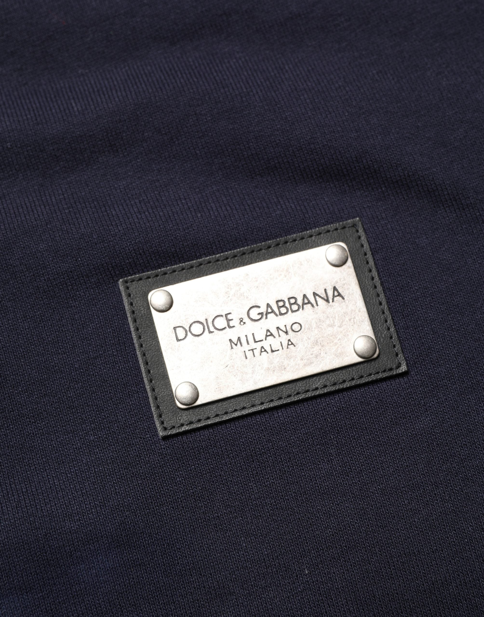 Dolce & Gabbana Black Logo Plaque Jersey Sweatshirt Cotton Sweater