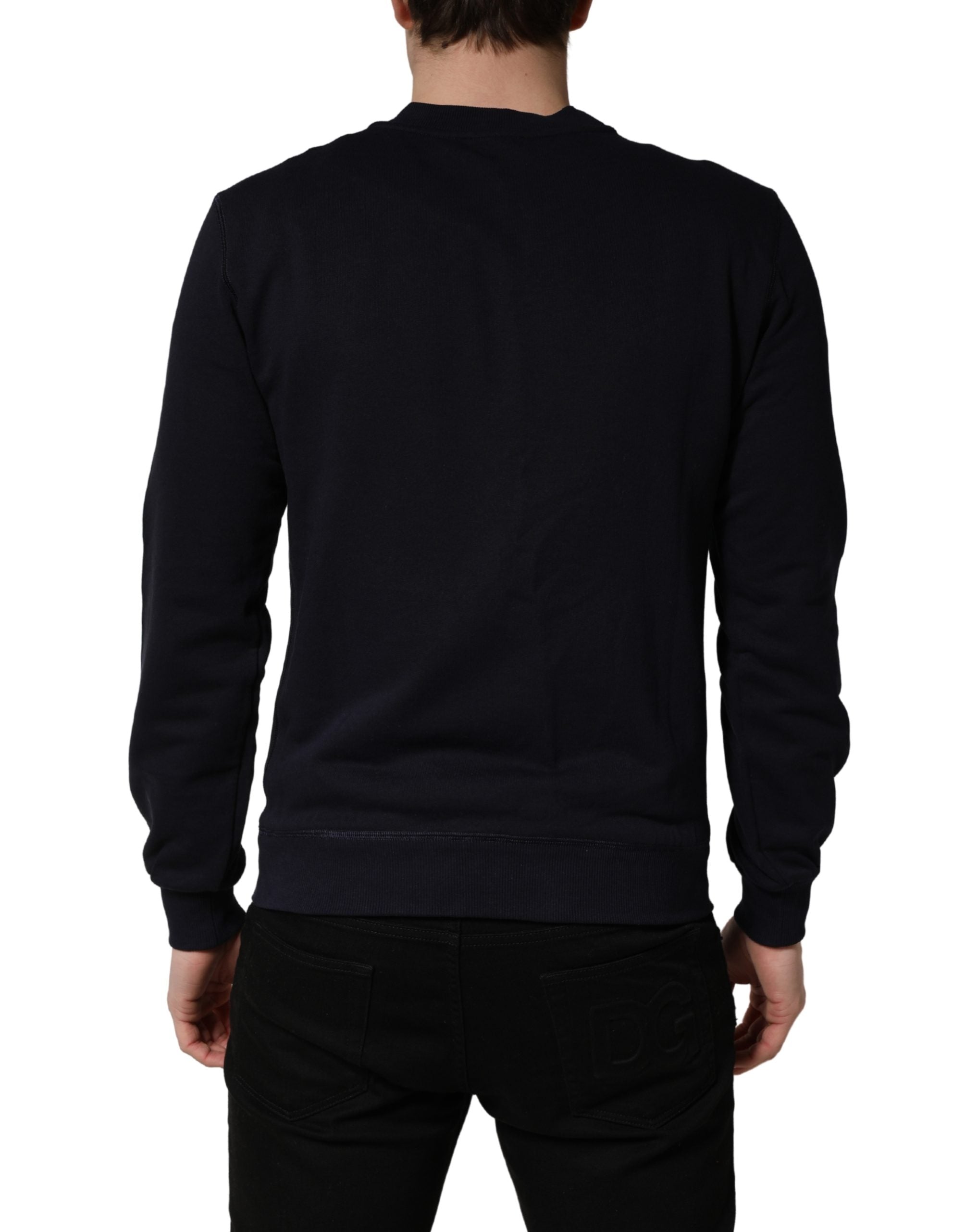 Dolce & Gabbana Black Logo Plaque Jersey Sweatshirt Cotton Sweater