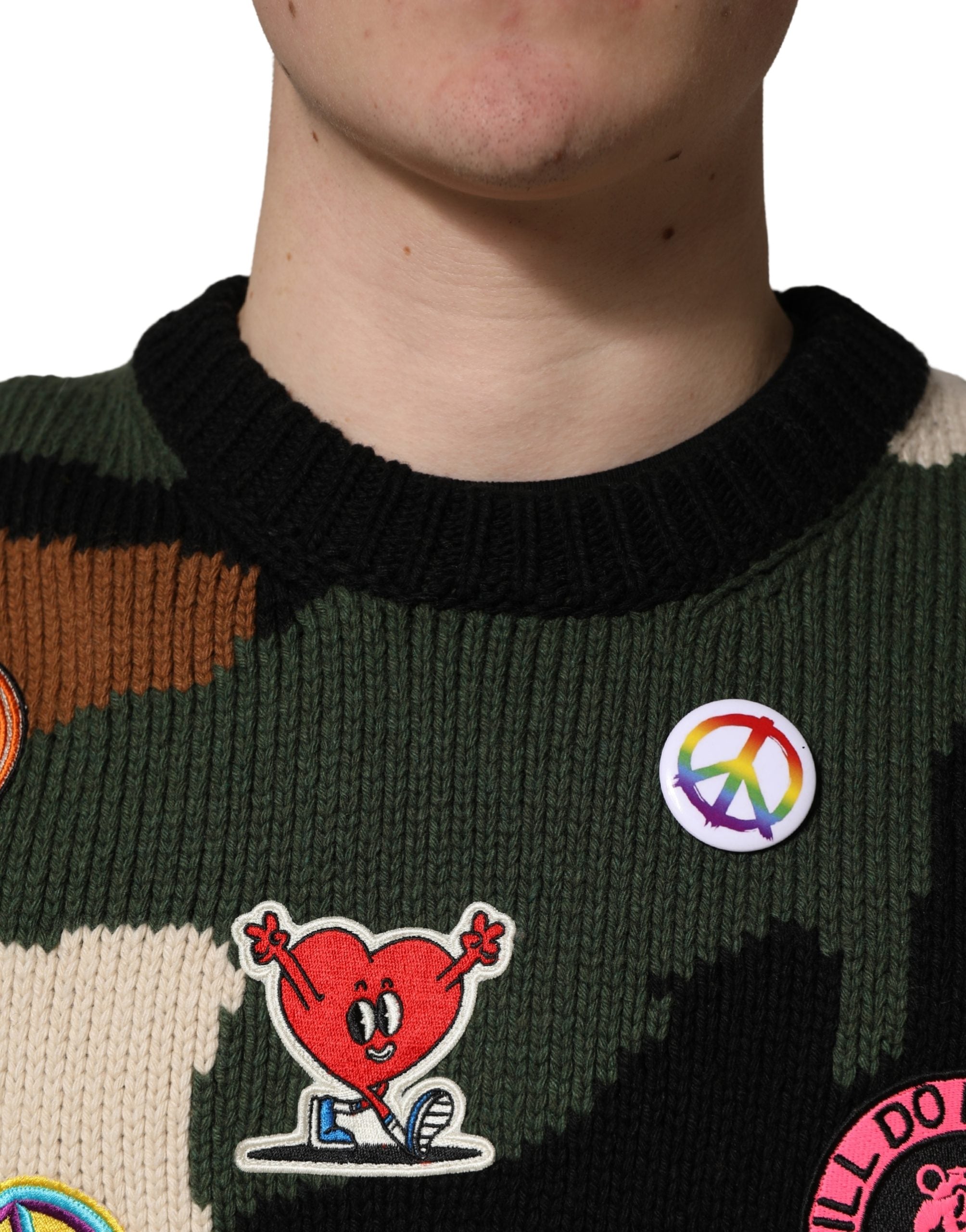 Dolce & Gabbana Multicolor Intarsia Knit Camouflage Pullover Sweater