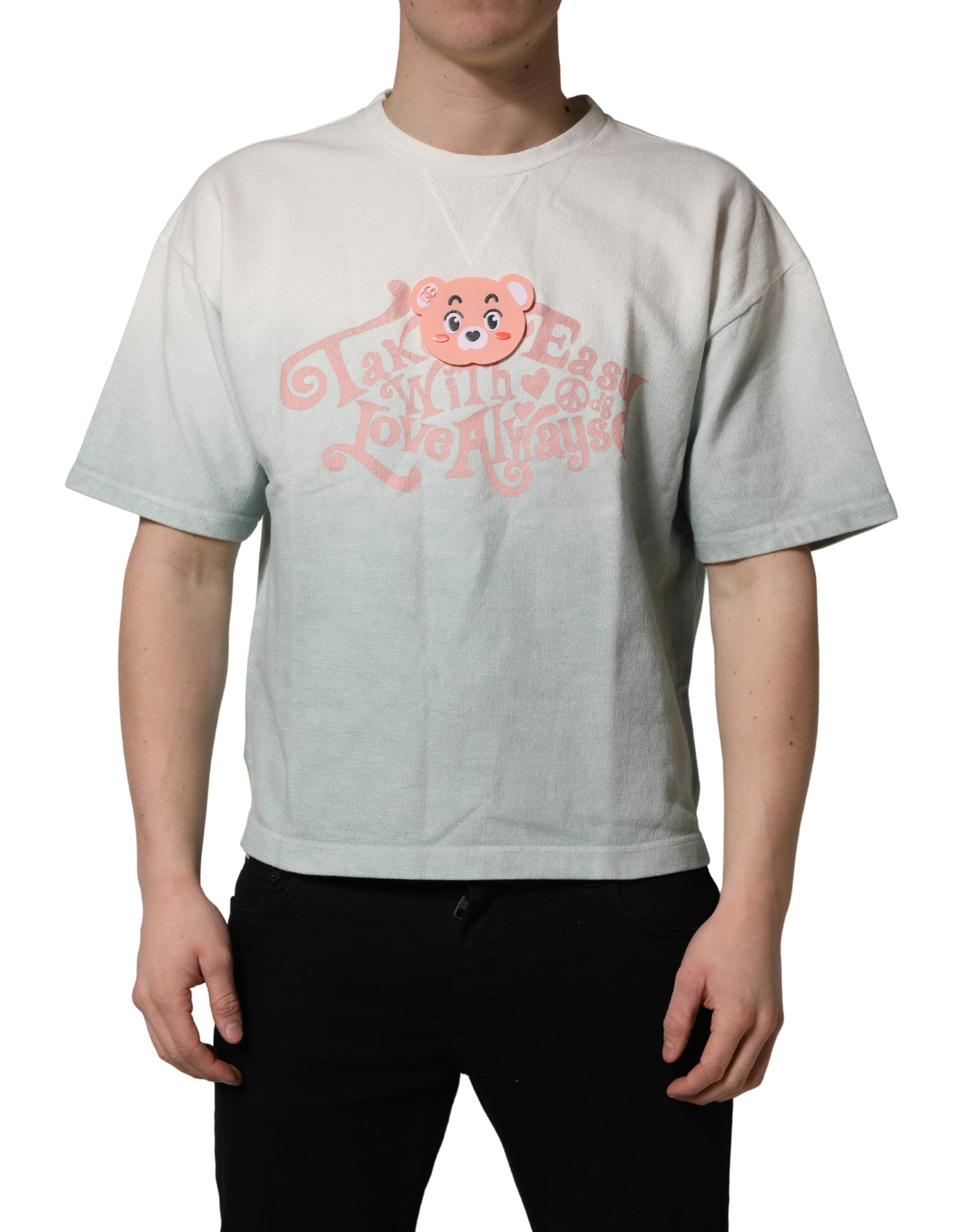 Dolce & Gabbana Green Tie-Dye Graphic Print Cotton Crewneck T-shirt