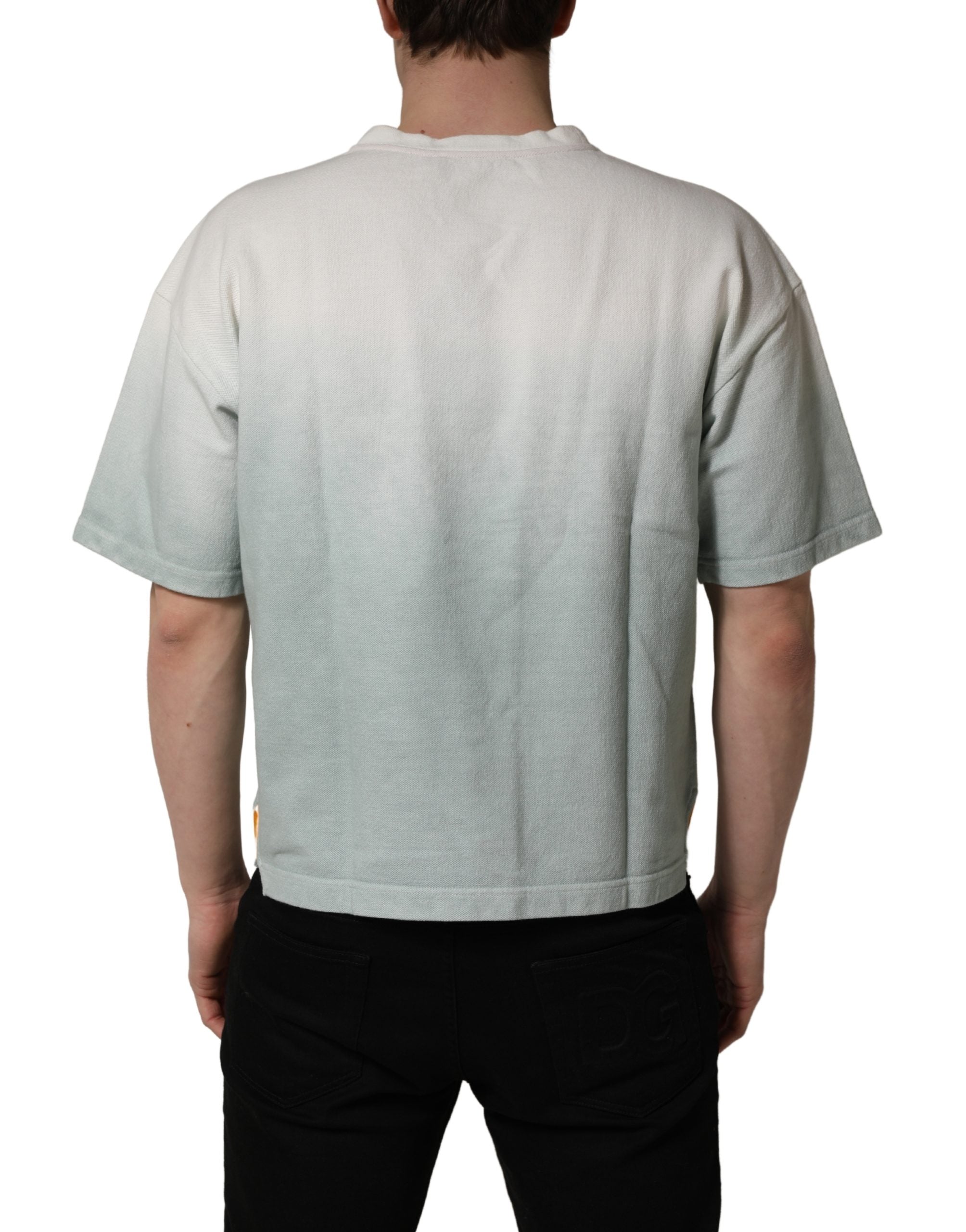 Dolce & Gabbana Green Tie-Dye Graphic Print Cotton Crewneck T-shirt