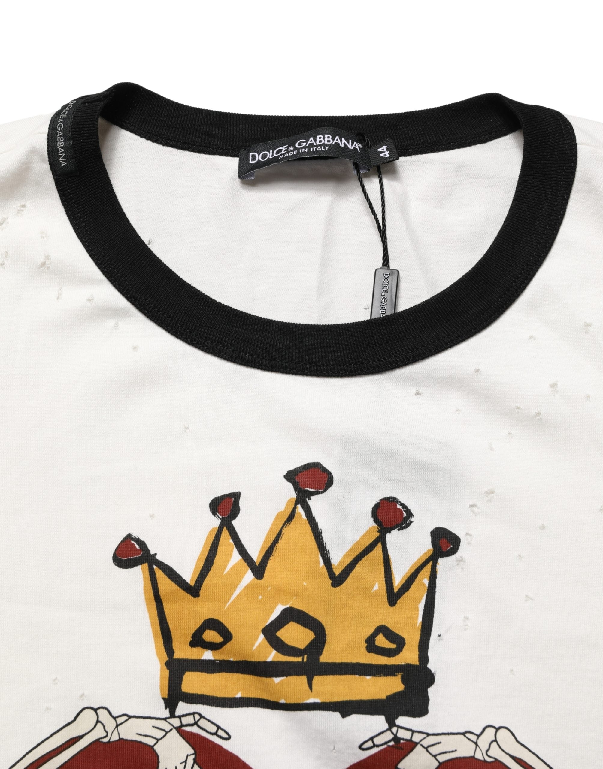 Dolce & Gabbana White King Of Love Print Cotton Men Jersey T-shirt