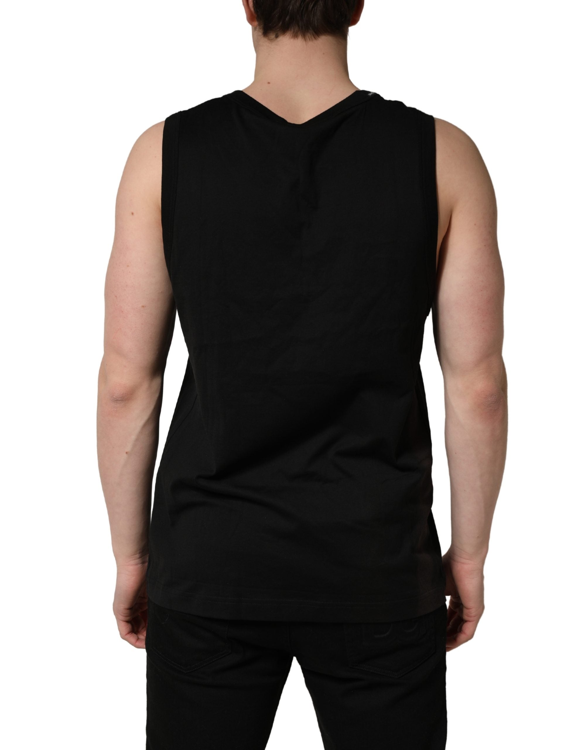 Dolce & Gabbana Black Cotton Sleeveless Men Tank Top T-shirt