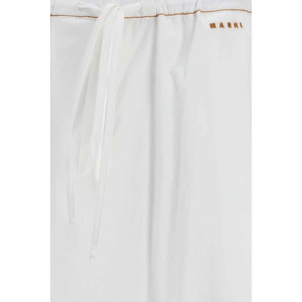 Marni White Cotton Casual Pants