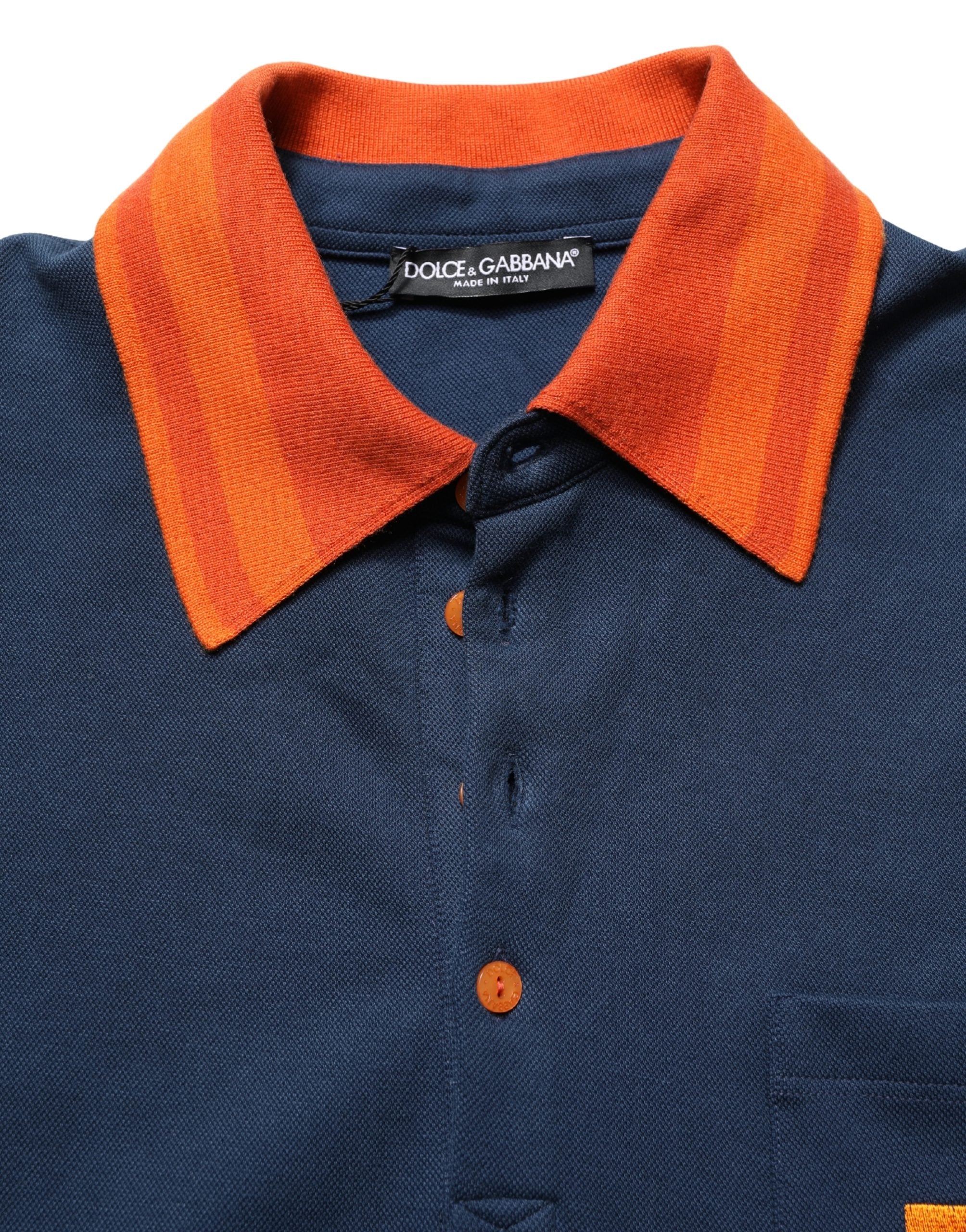 Dolce & Gabbana Navy Blue Cotton Logo Short Sleeves Men Polo T-shirt