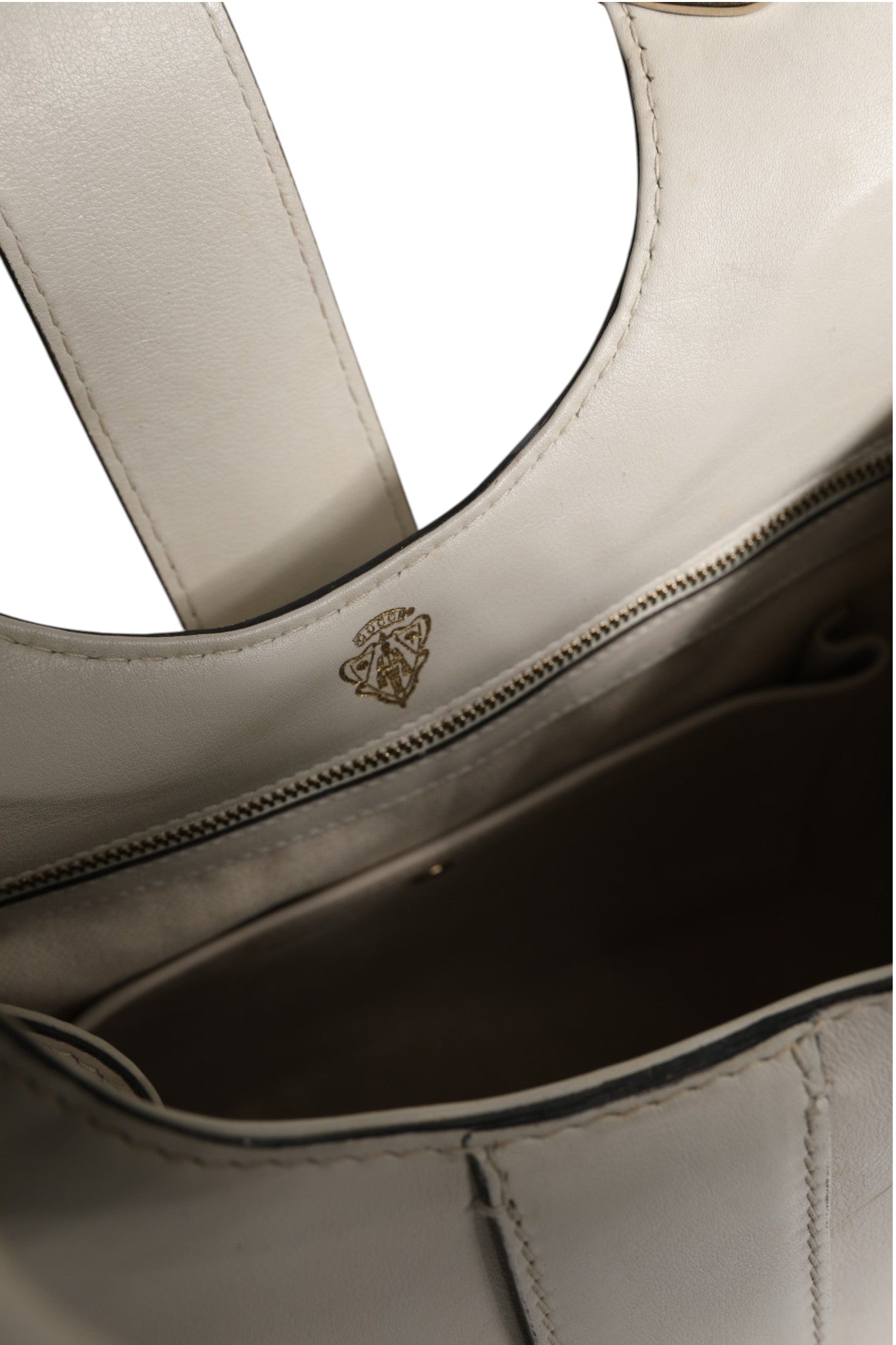 Gucci White Leather Stirrup Top Handle Bag