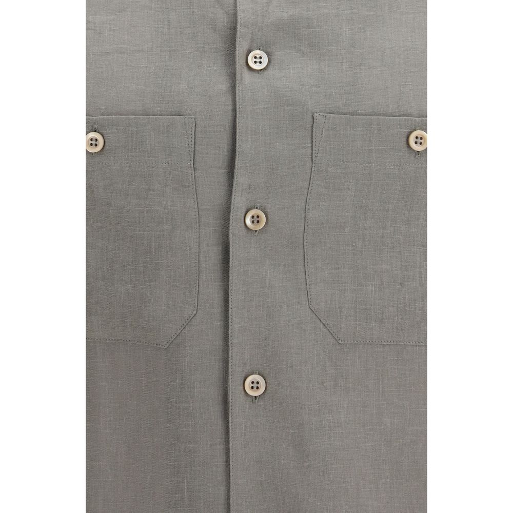Brunello Cucinelli Bicolor Linen Dress Shirt