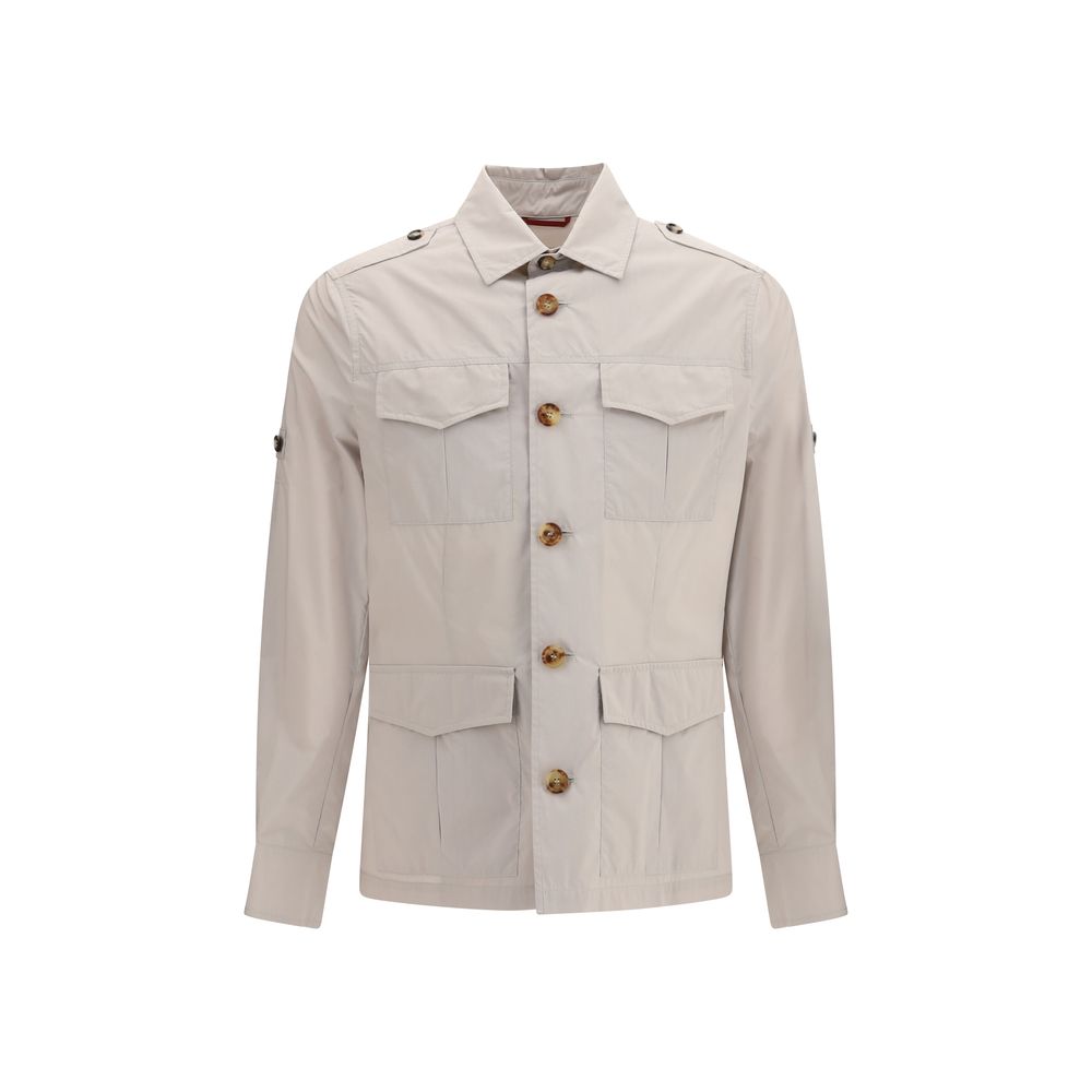 Brunello Cucinelli Beige Cotton Full-Length Jacket
