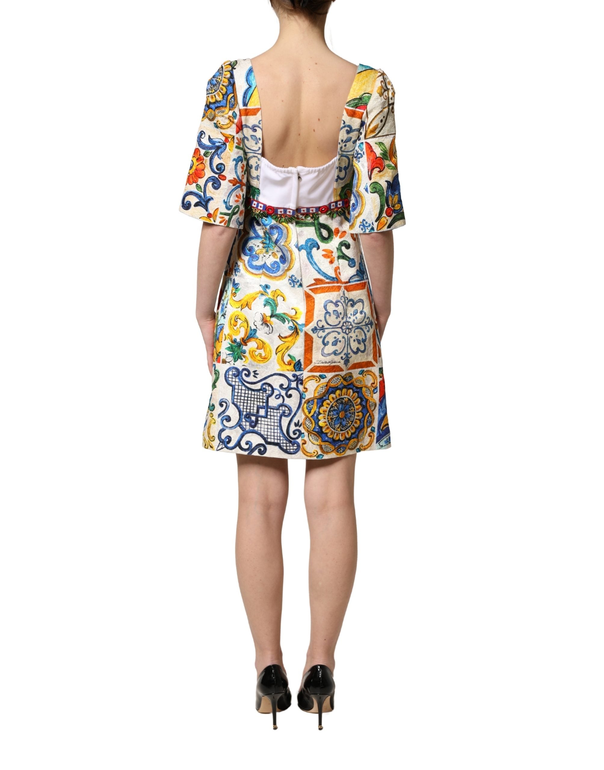 Dolce & Gabbana Multicolor Majolica Print Cotton Mini Dress