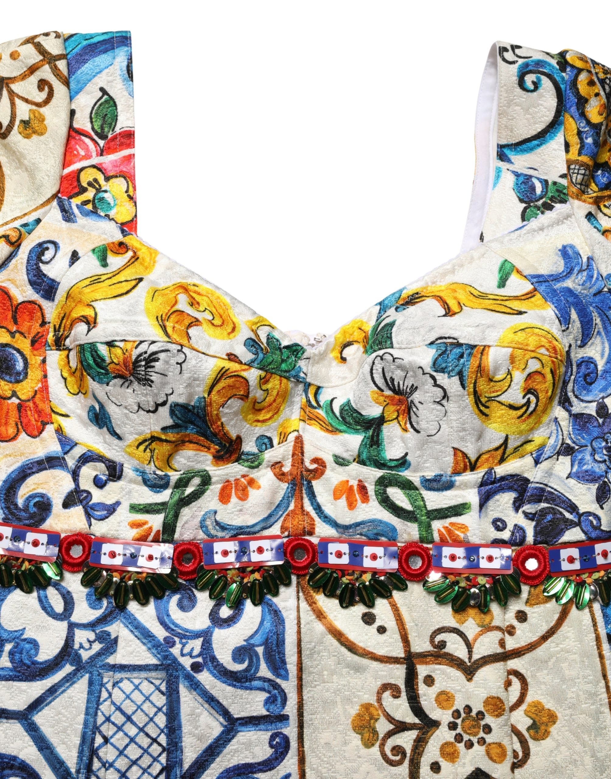 Dolce & Gabbana Multicolor Majolica Print Cotton Mini Dress