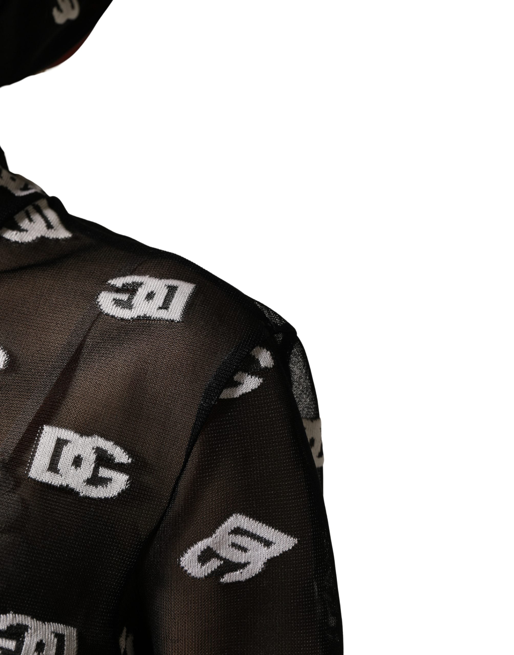 Dolce & Gabbana Black White Logo Print Hooded Jumpsuit