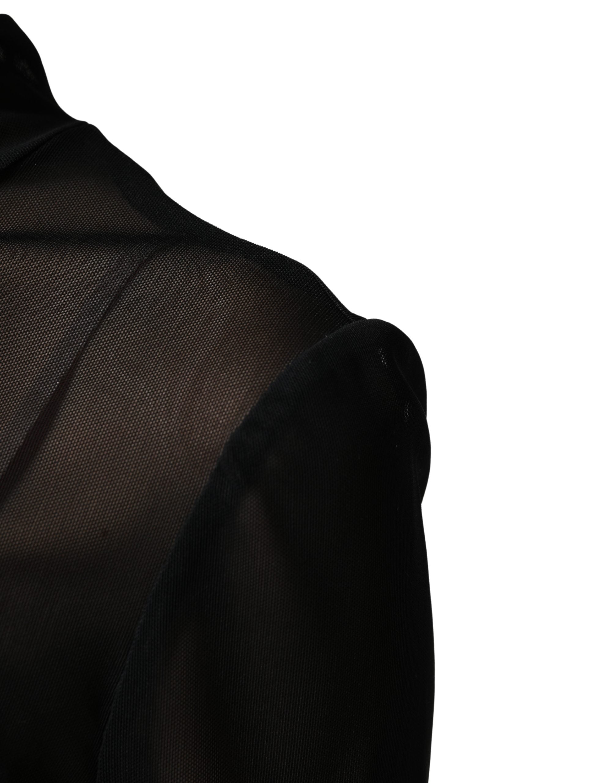 Dolce & Gabbana Black Nylon Sheer Turtleneck Jumpsuit