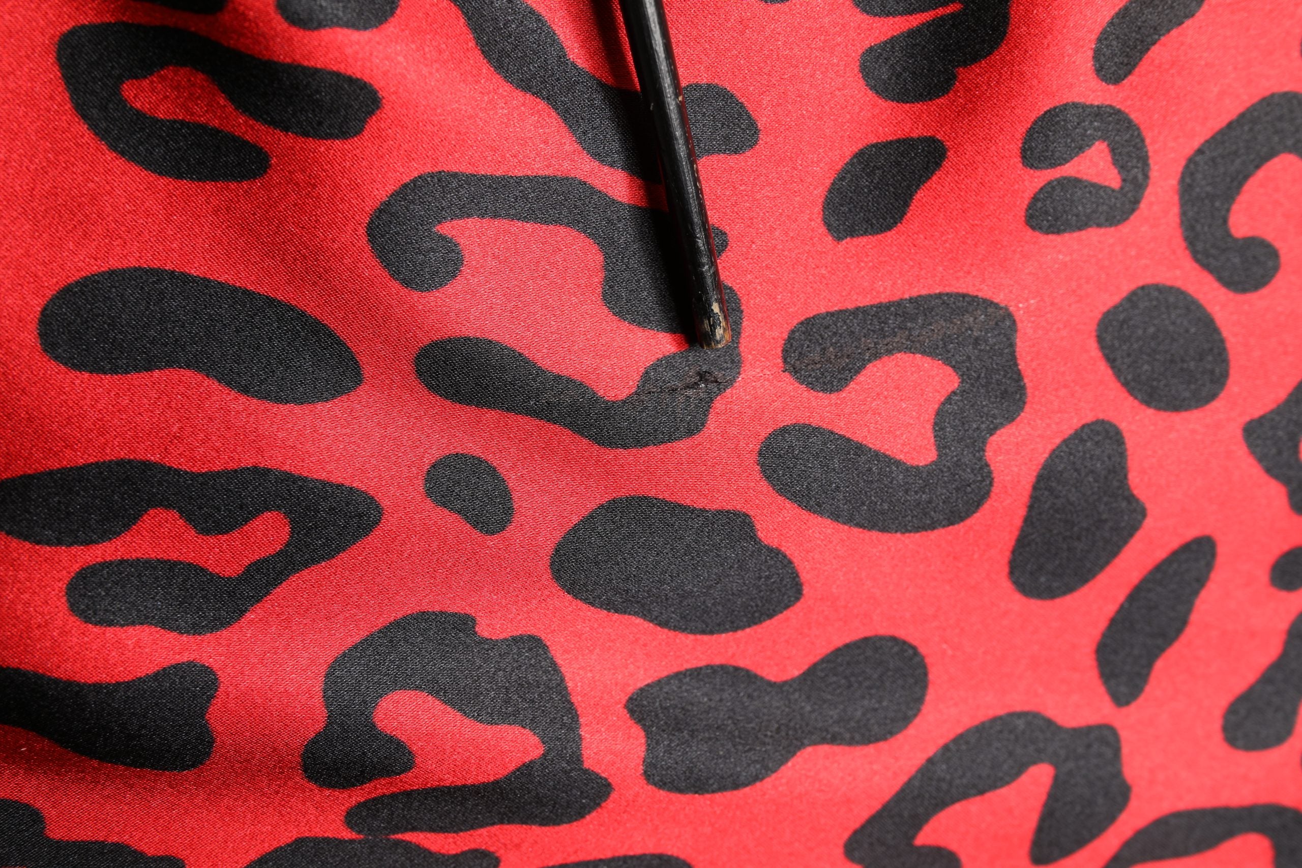 Dolce & Gabbana Red Leopard Print Silk Side Slit Maxi Dress