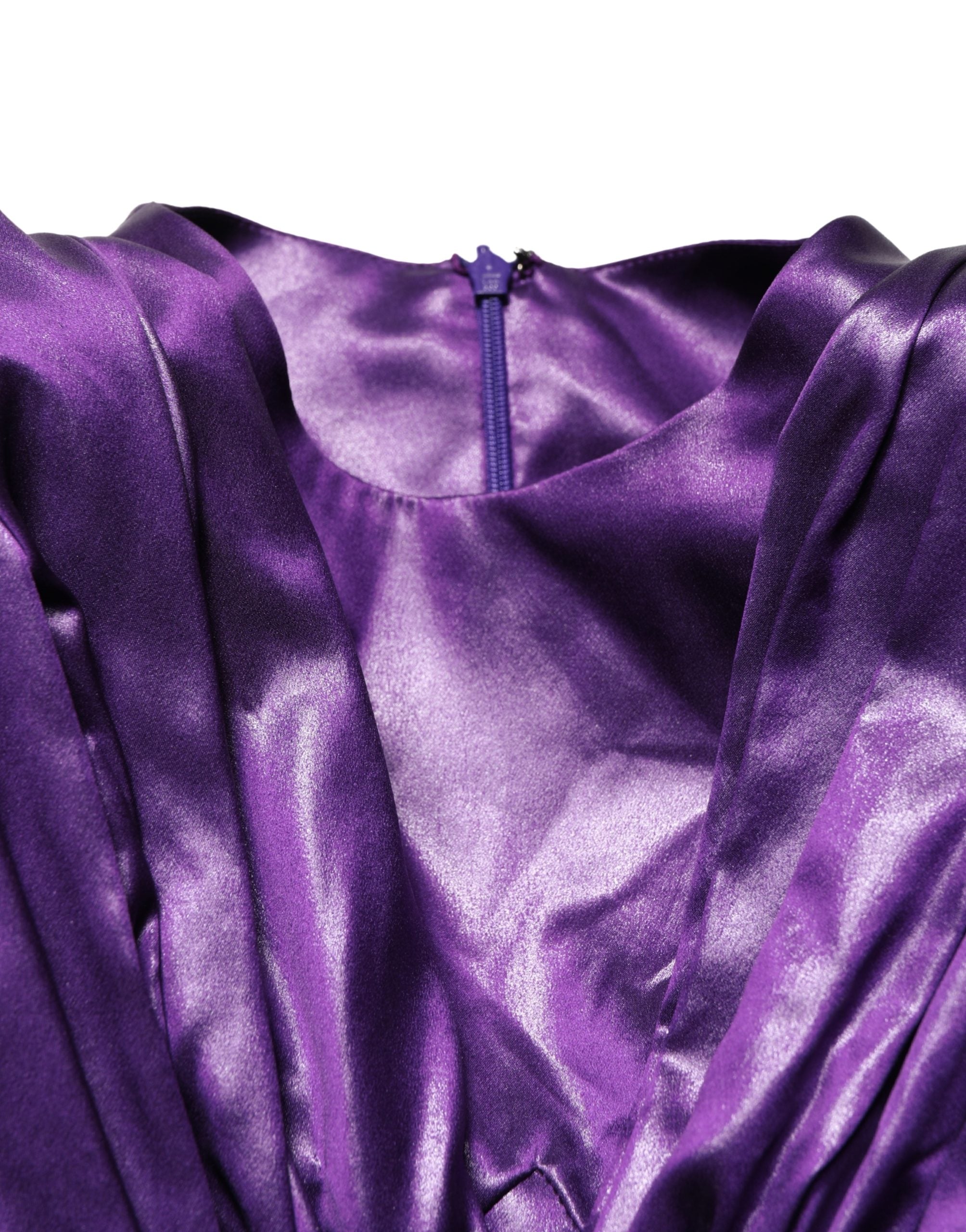 Dolce & Gabbana Metallic Purple Long Sleeve Cut-Out Mini Dress