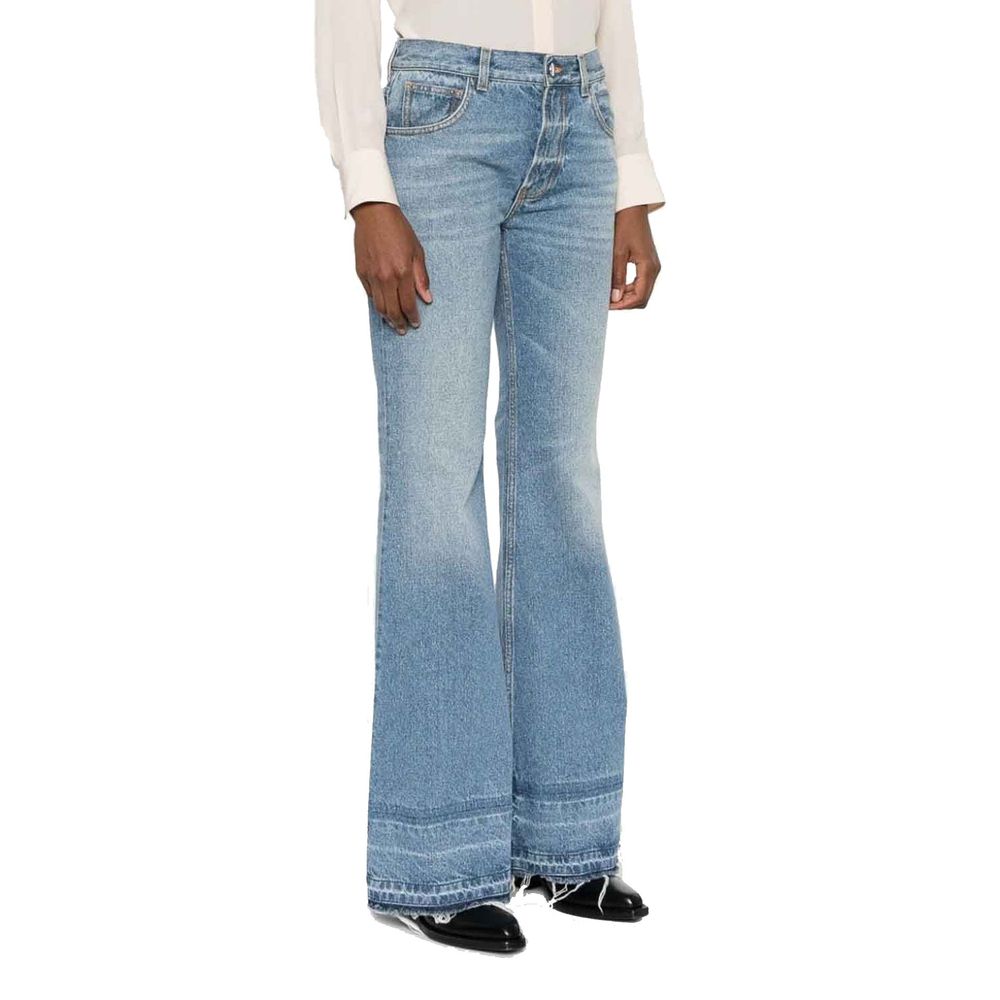 Chloé Blue Cotton Flared Jeans