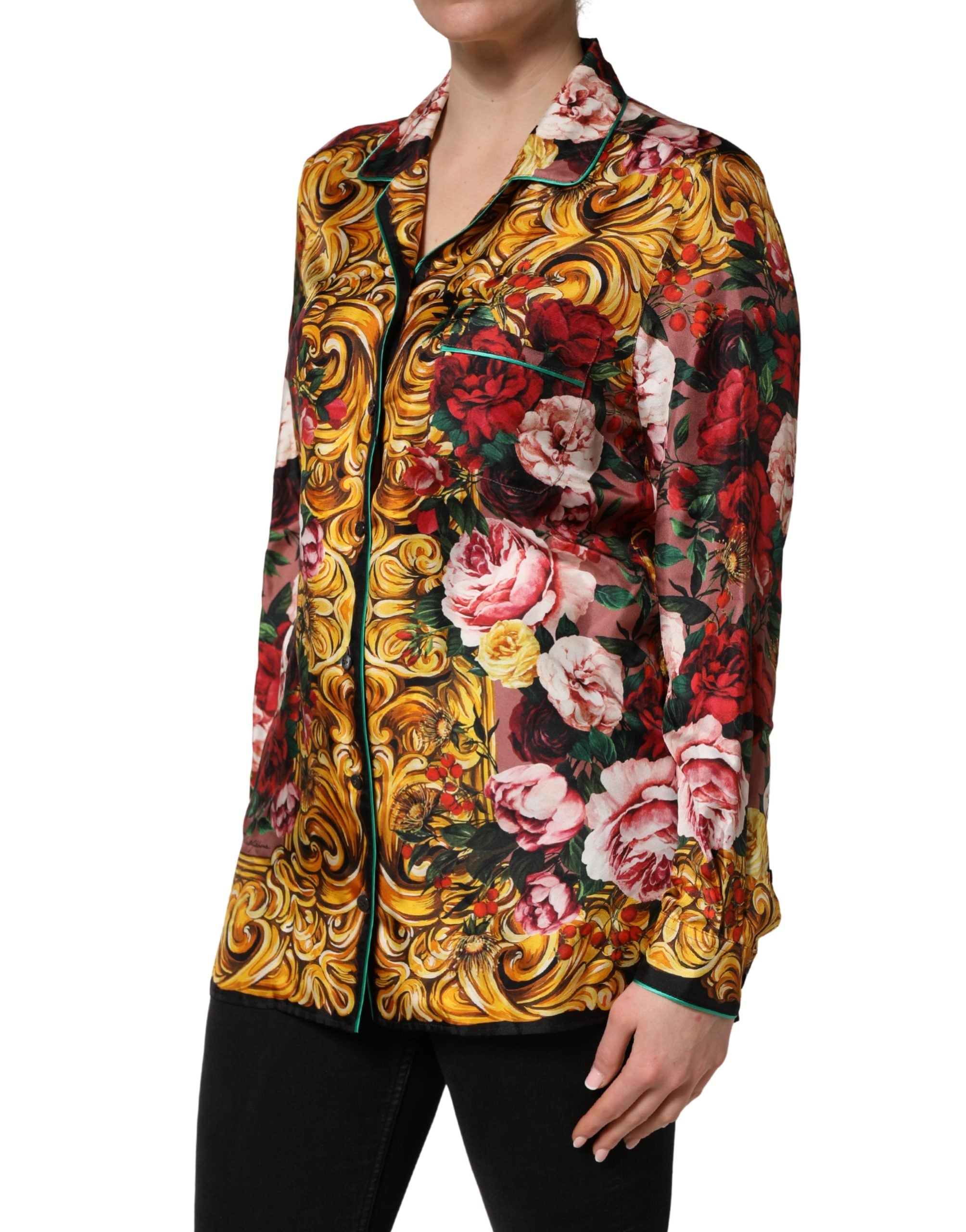 Dolce & Gabbana Multicolor Floral Long Sleeves Button Down Shirt Top
