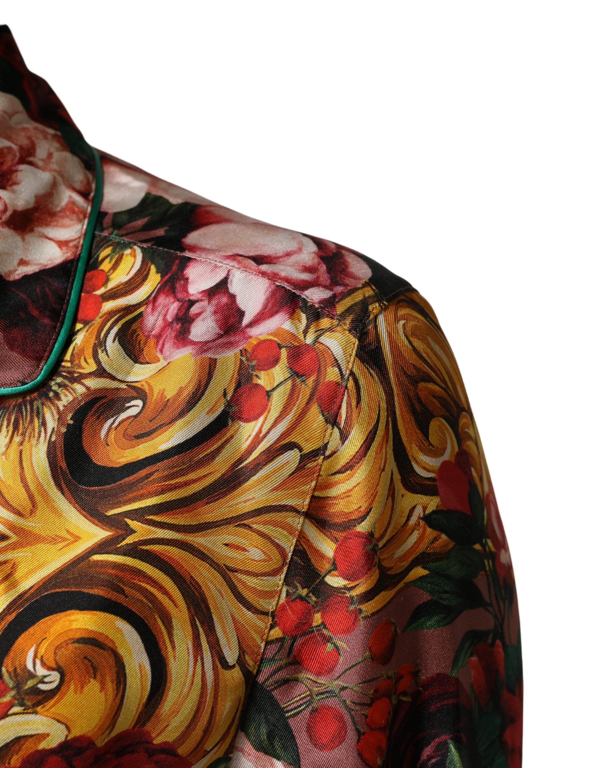 Dolce & Gabbana Multicolor Floral Long Sleeves Button Down Shirt Top