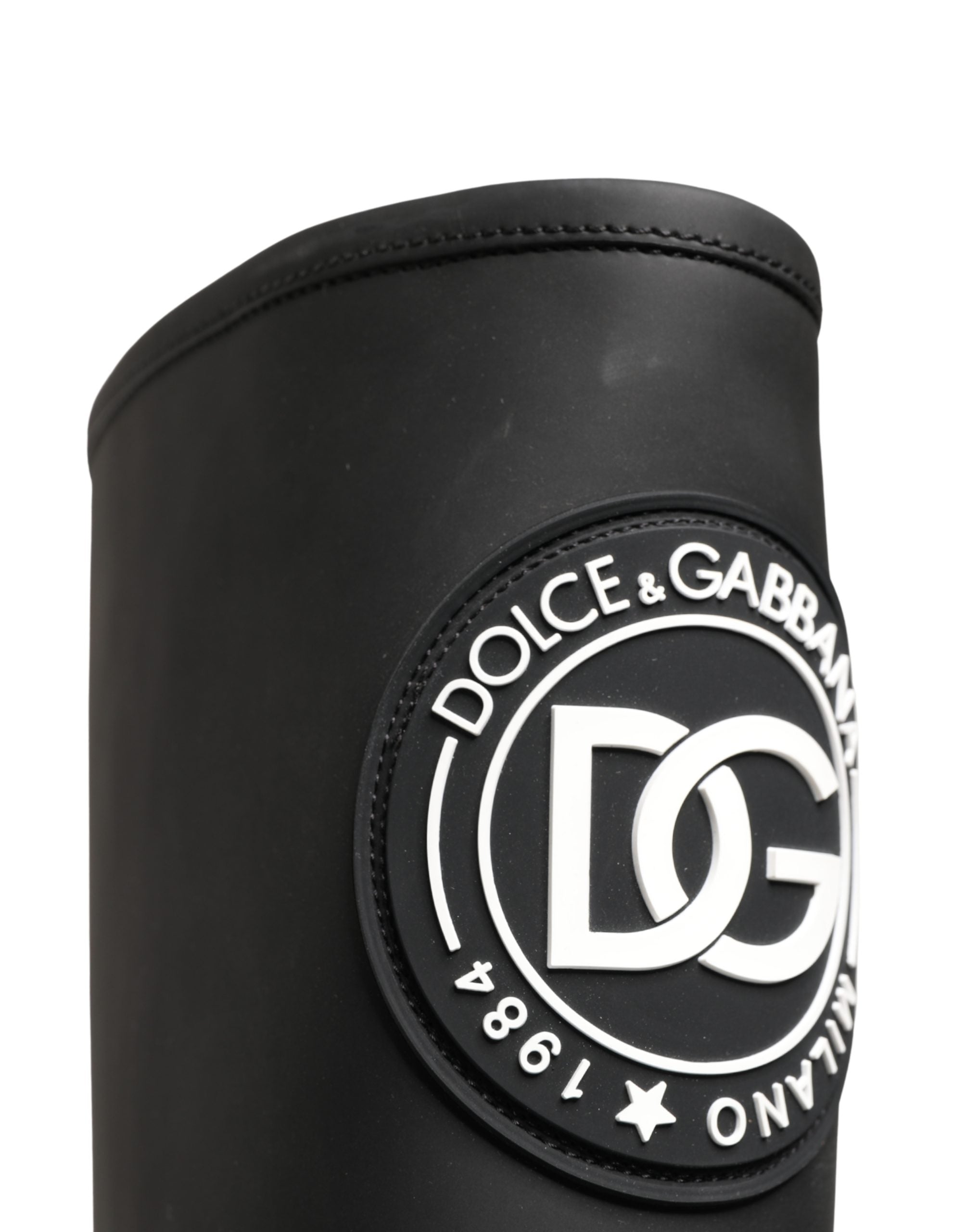Dolce & Gabbana Black Rubberised Leather High Boots Shoes