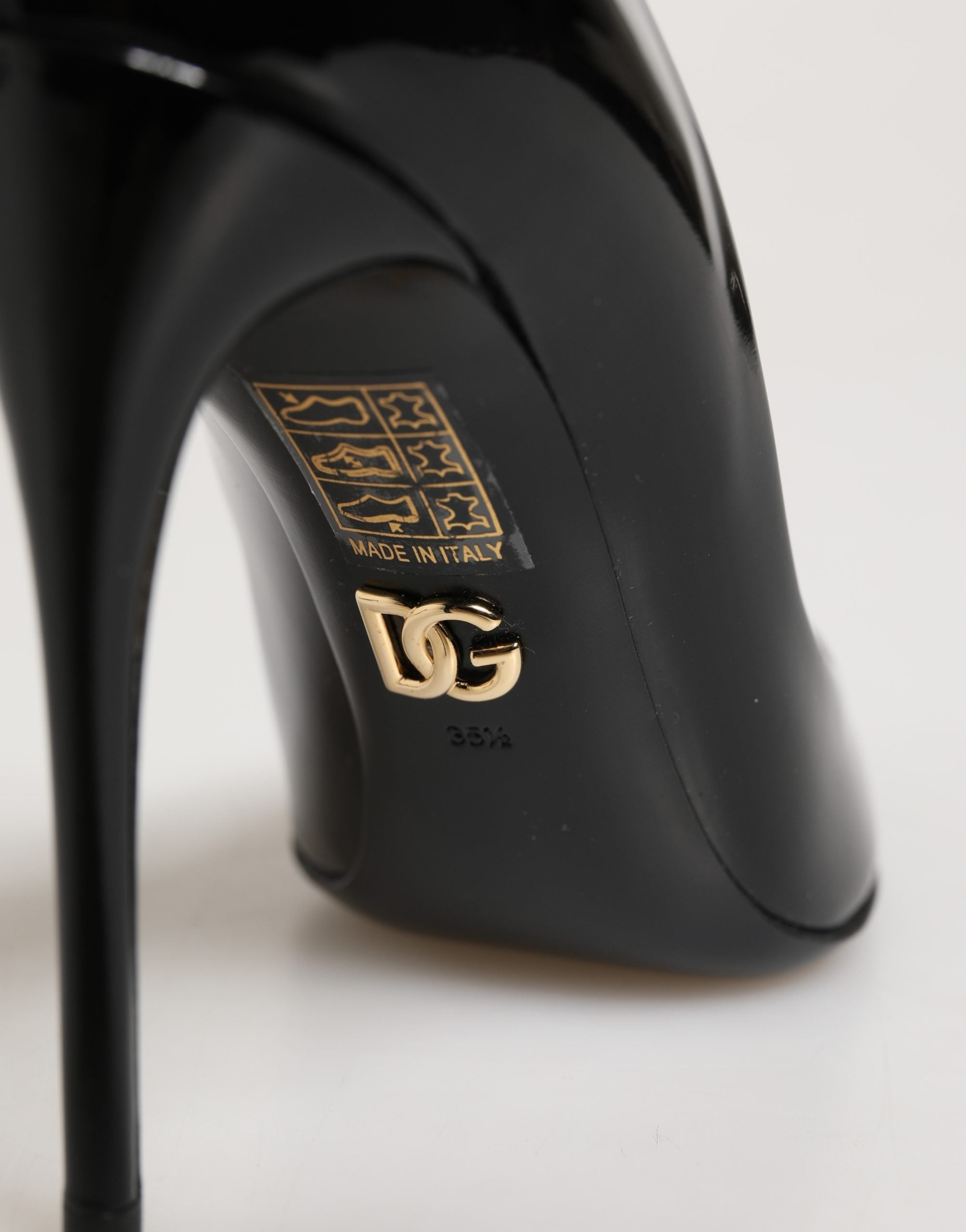 Dolce & Gabbana Black Calf Leather Stiletto Heels Pumps Shoes