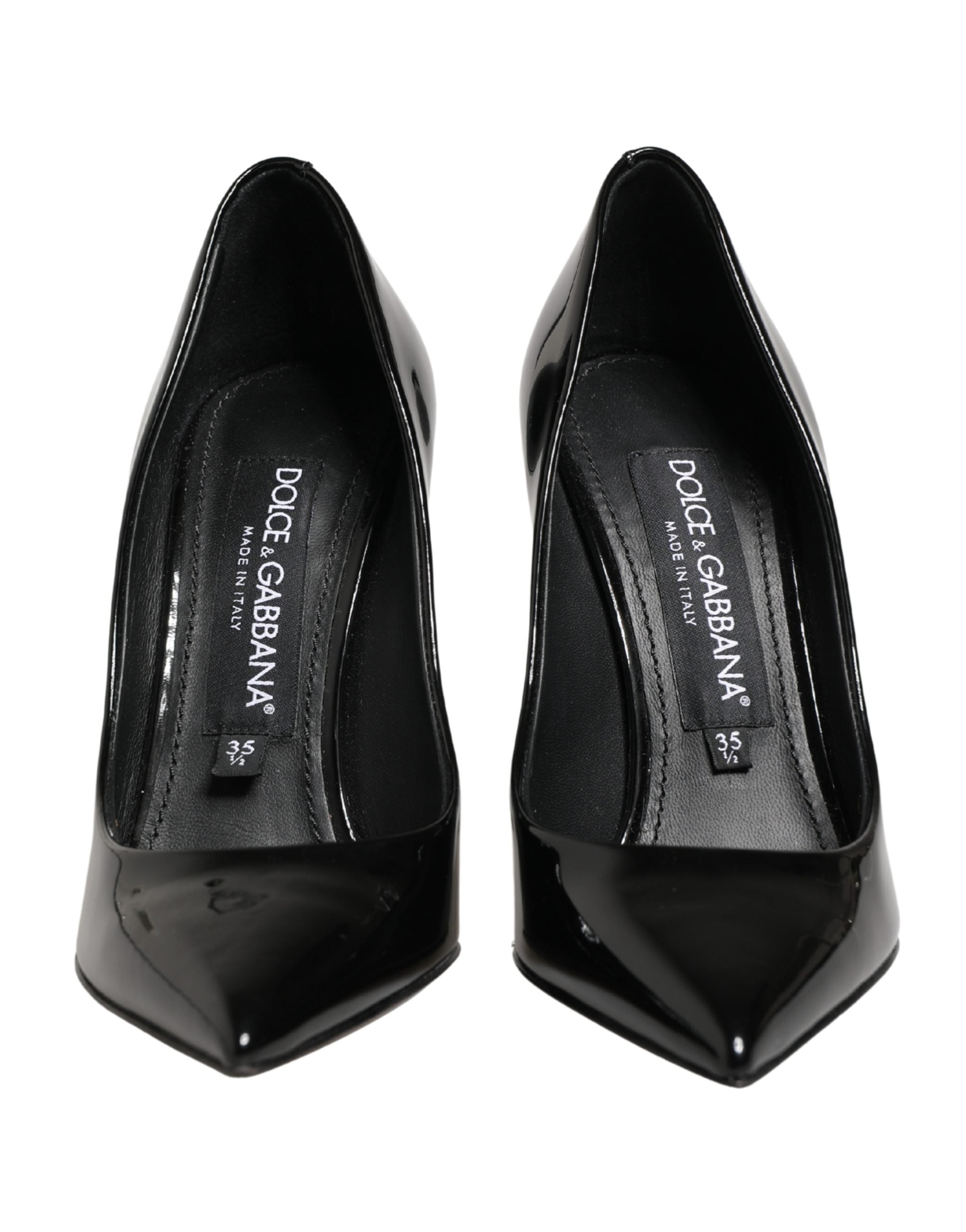 Dolce & Gabbana Black Calf Leather Stiletto Heels Pumps Shoes