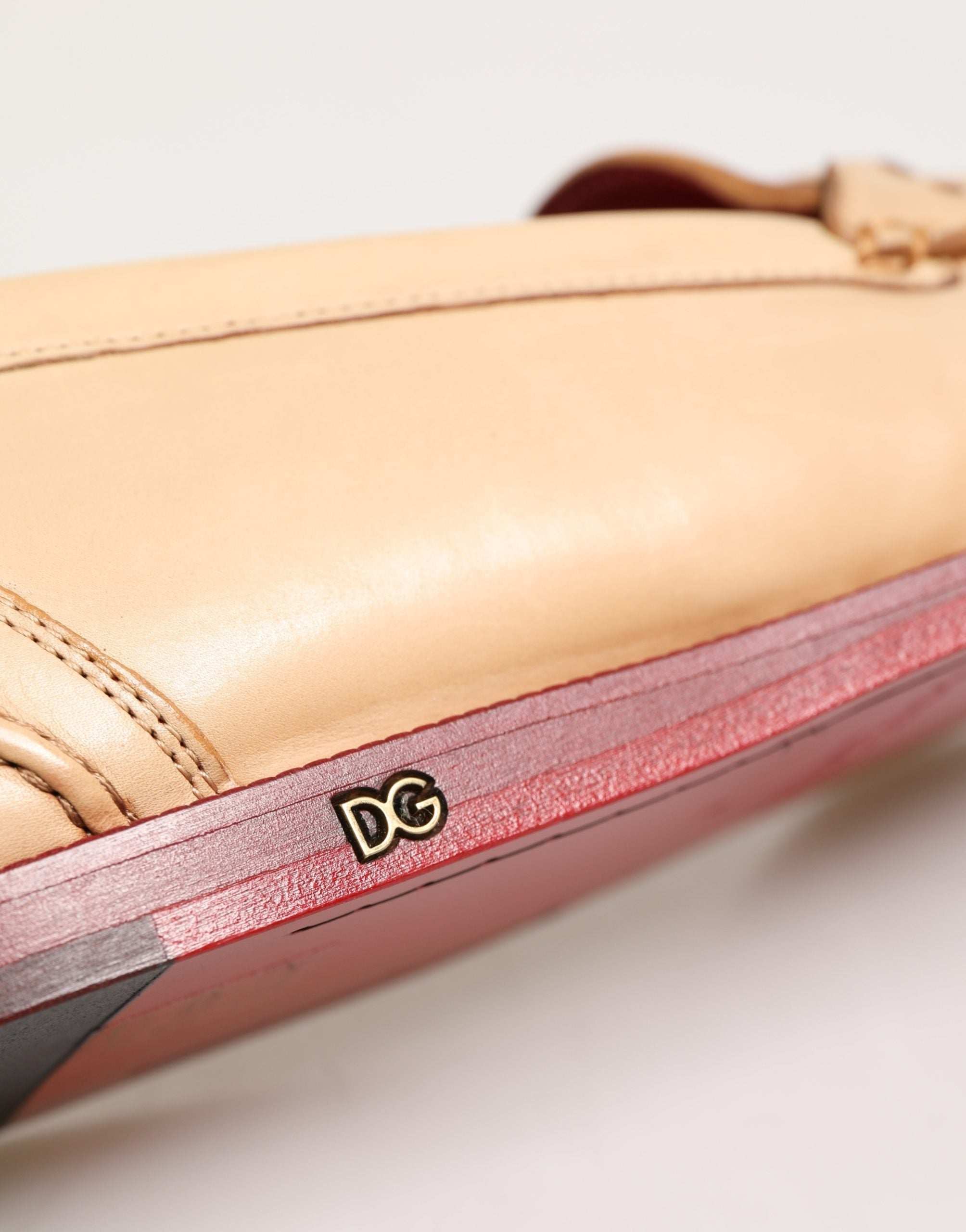 Dolce & Gabbana Beige Tassel Leather Men Slip On Loafers Shoes