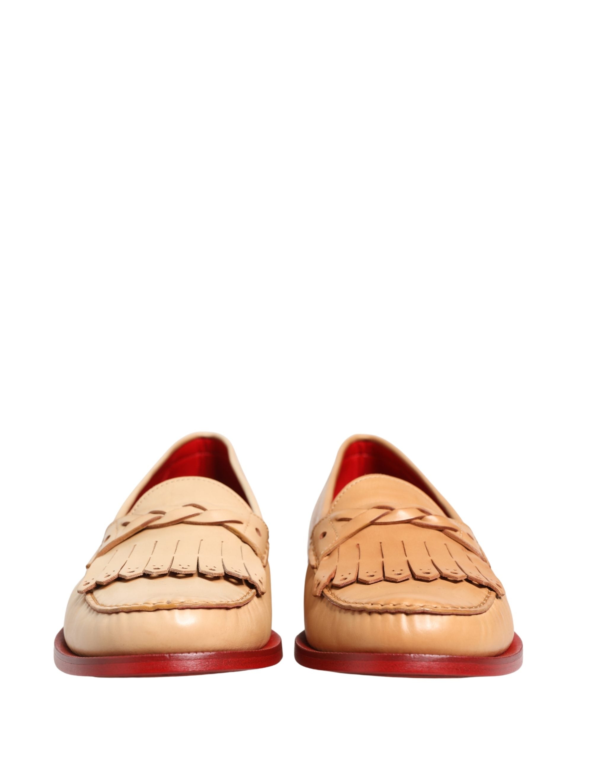 Dolce & Gabbana Beige Tassel Leather Men Slip On Loafers Shoes