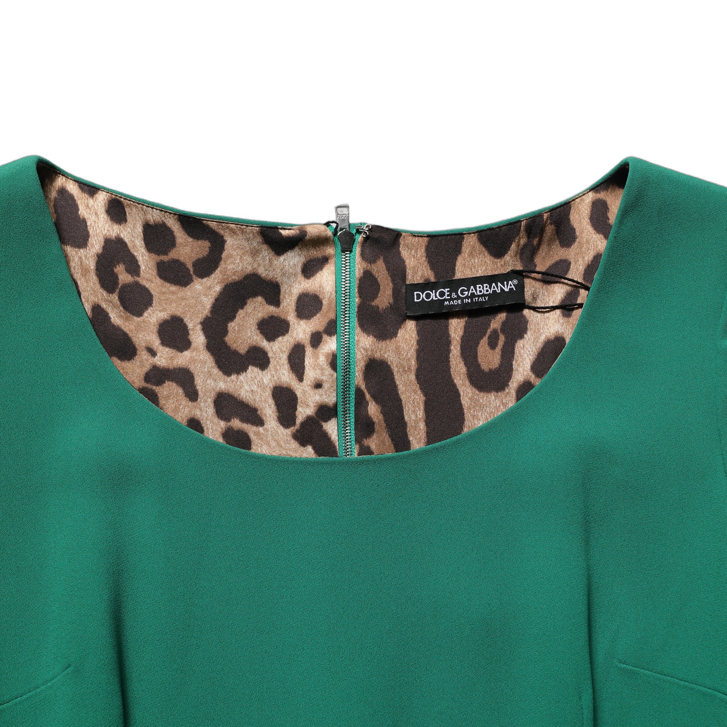Dolce & Gabbana Green Short Sleeve Pencil Sheath Midi Dress