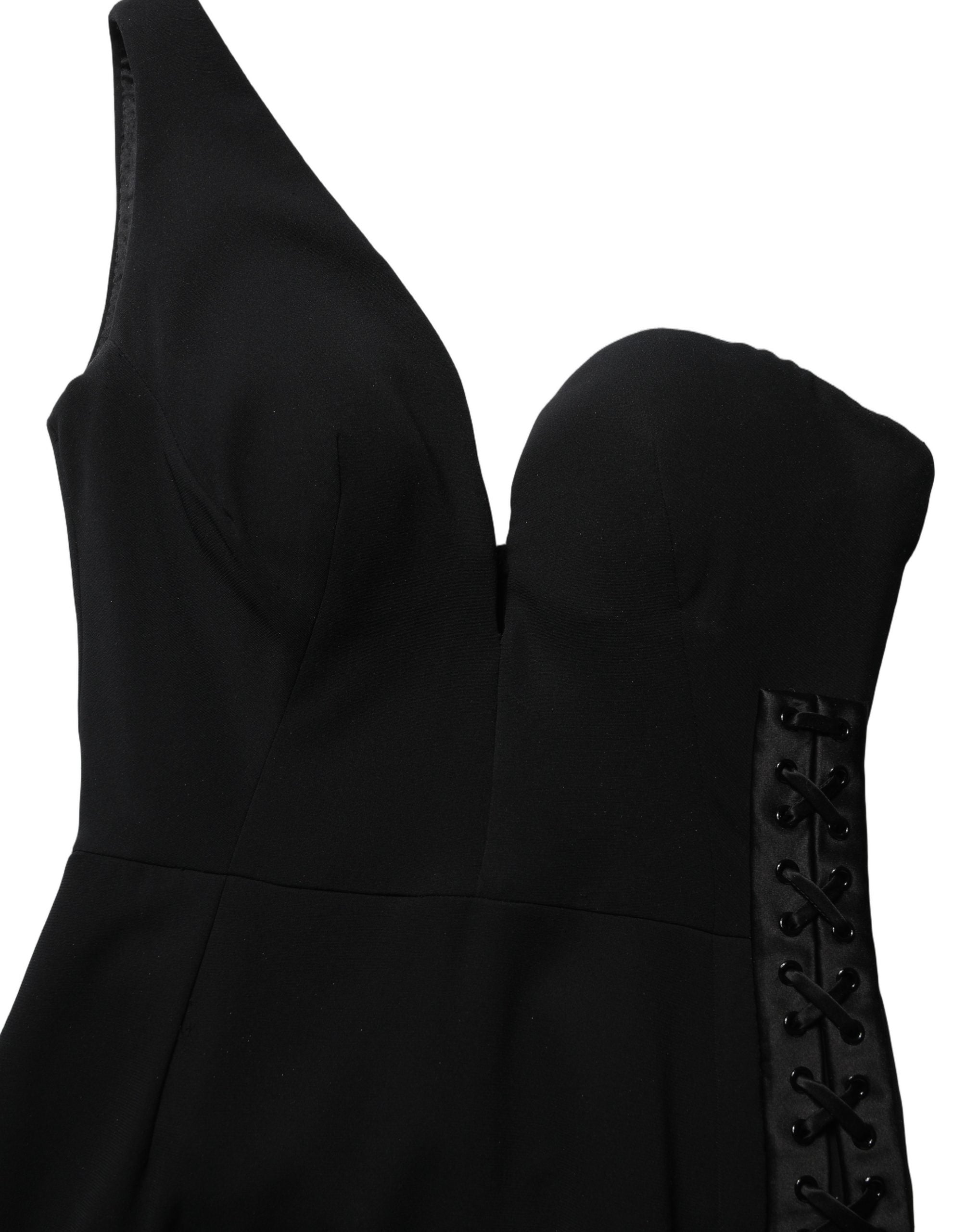 Dolce & Gabbana Black One Shoulder Neckline Long Gown Dress