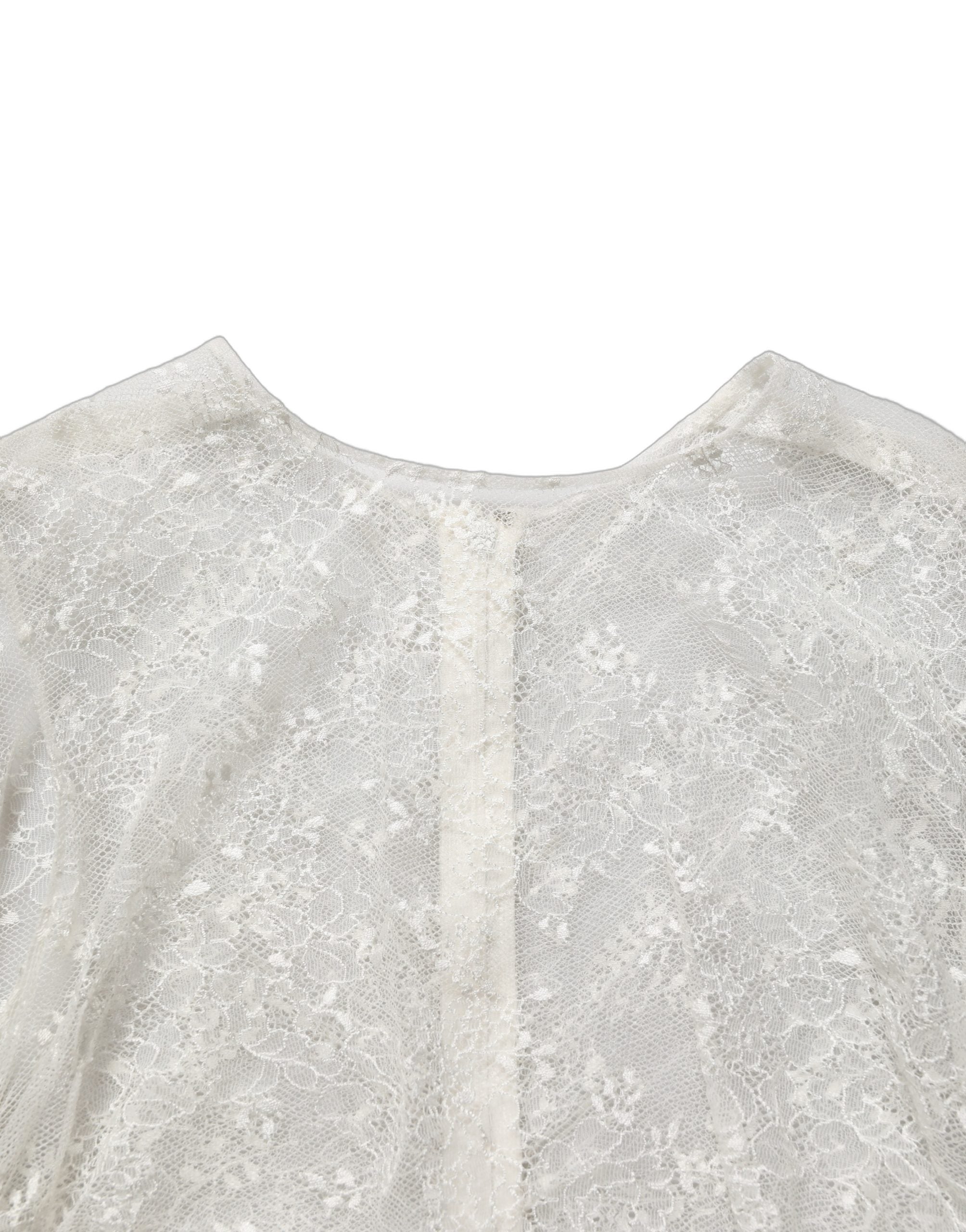 Dolce & Gabbana White Floral Lace Sheer Sleeveless Midi Dress